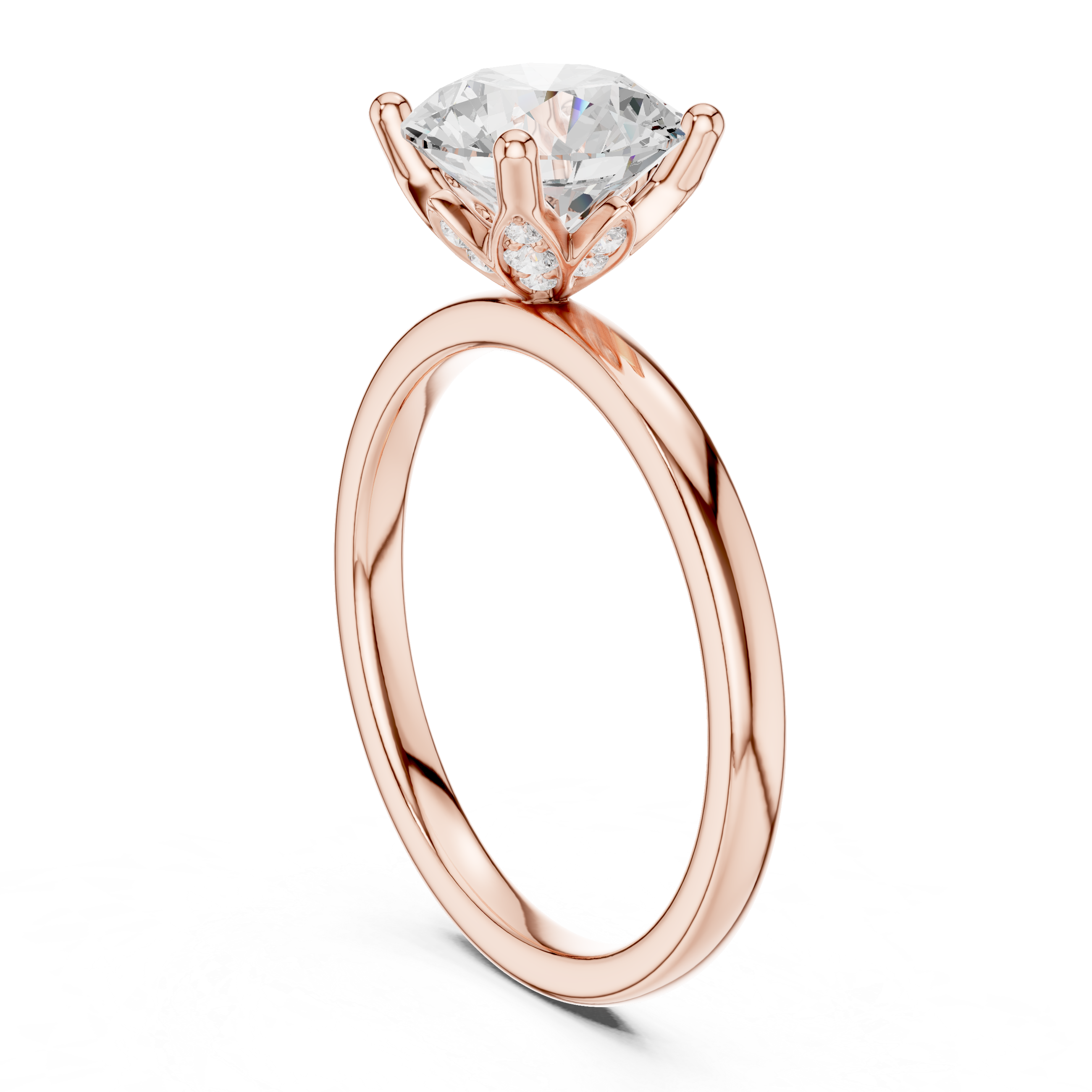 Classic Round Solitaire Engagement Ring with Hidden Diamond Accents – 2.14 CT Total Weight