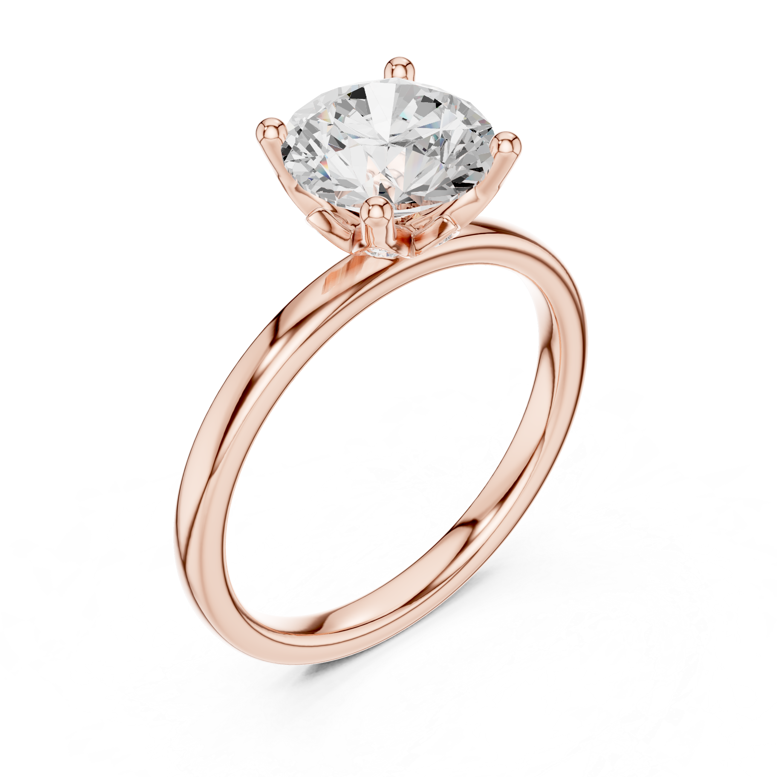 Classic Round Solitaire Engagement Ring with Hidden Diamond Accents – 2.14 CT Total Weight