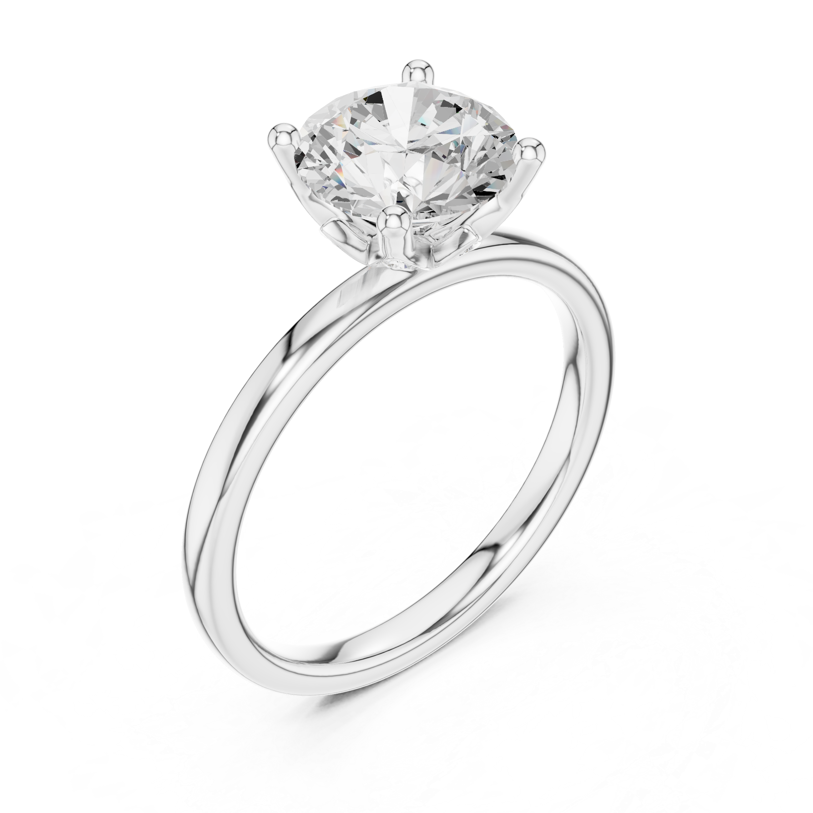 Classic Round Solitaire Engagement Ring with Hidden Diamond Accents – 2.14 CT Total Weight