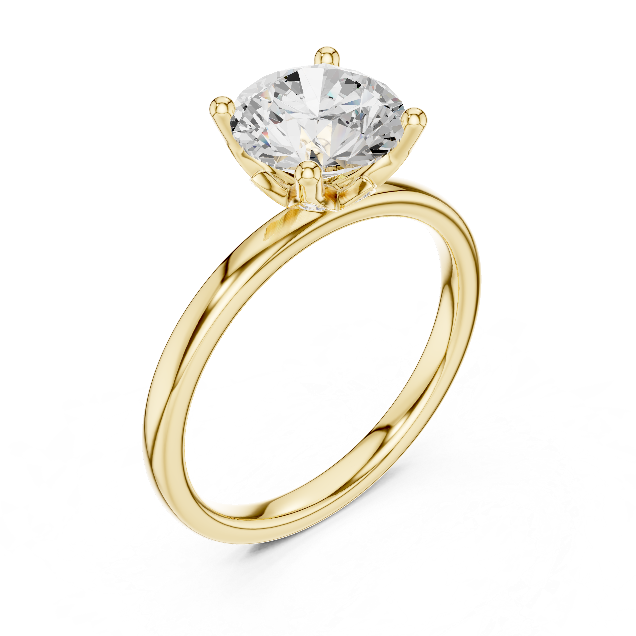 Classic Round Solitaire Engagement Ring with Hidden Diamond Accents – 2.14 CT Total Weight
