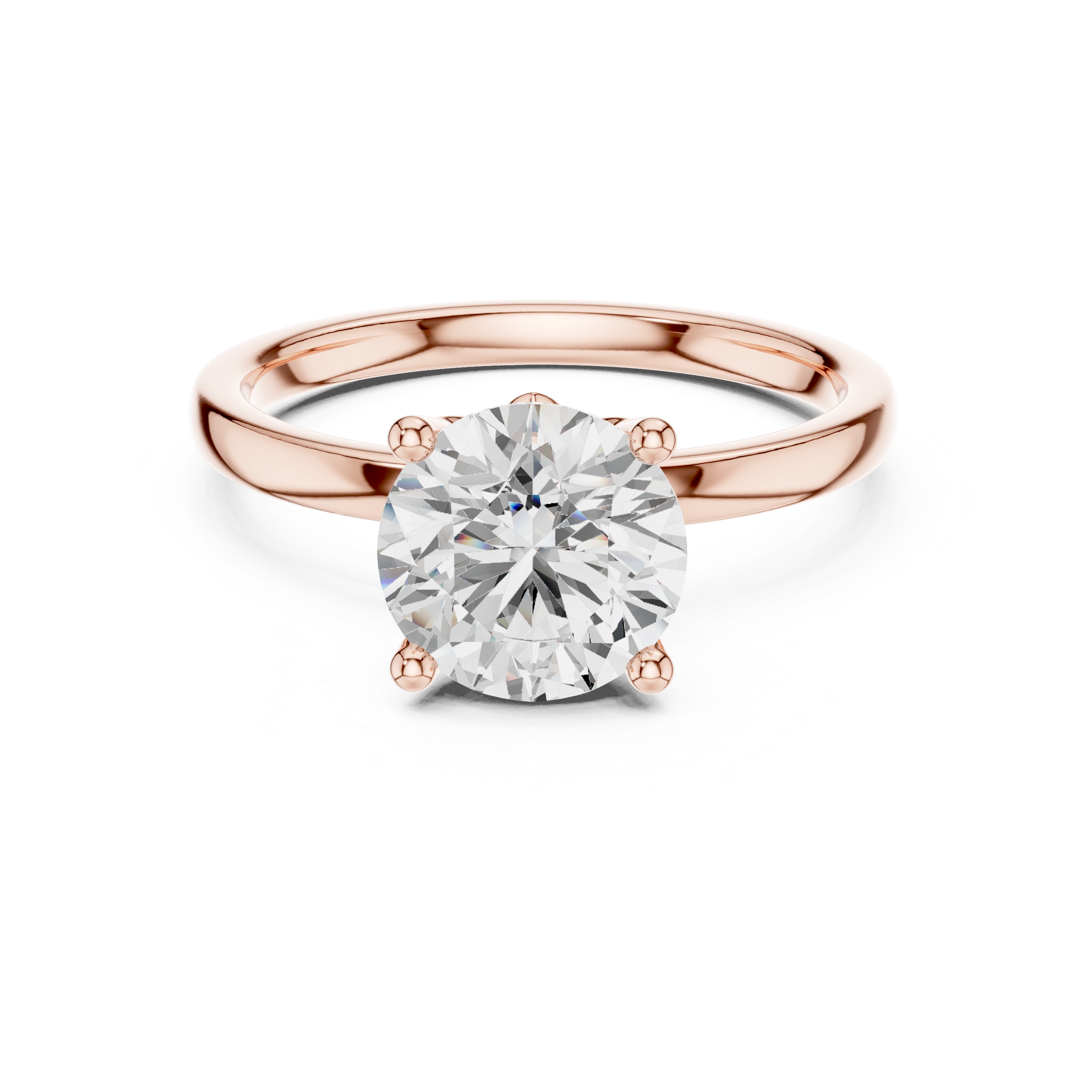 Classic Round Solitaire Engagement Ring with Hidden Diamond Accents – 2.14 CT Total Weight
