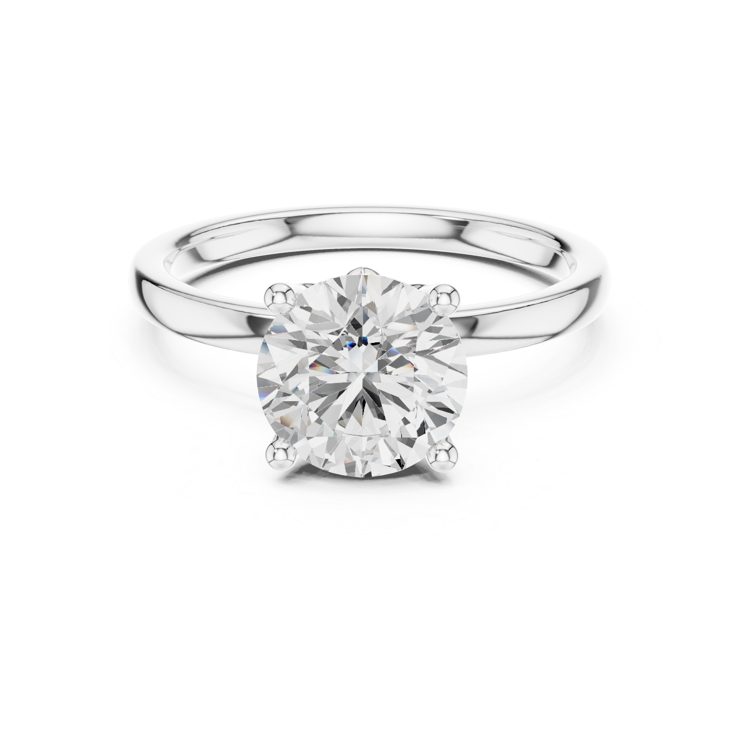 Classic Round Solitaire Engagement Ring with Hidden Diamond Accents – 2.14 CT Total Weight