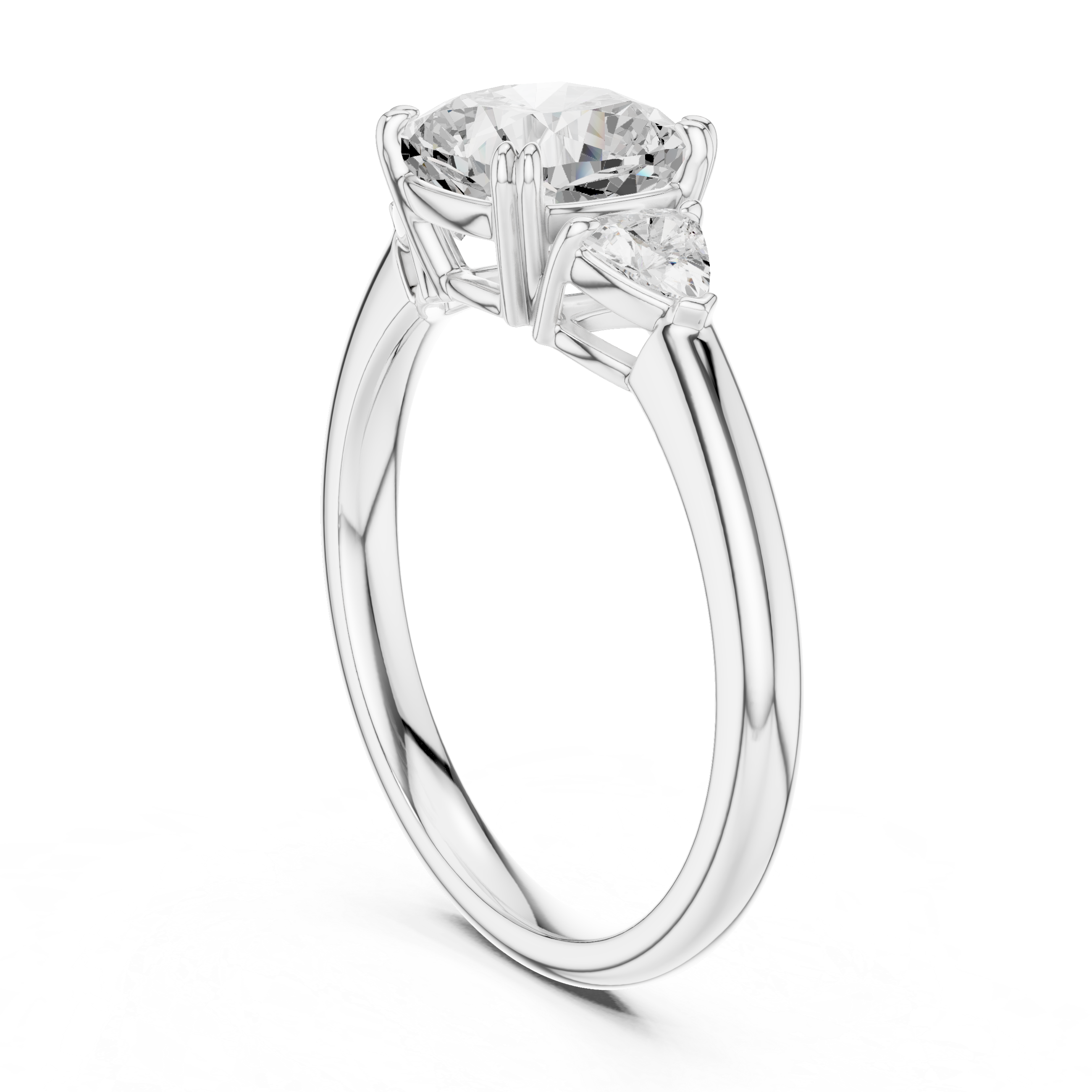 Three Stone Cushion Cut Engagement Ring with Trillion Side Diamonds – 2.40 CT Total Diamond Weight