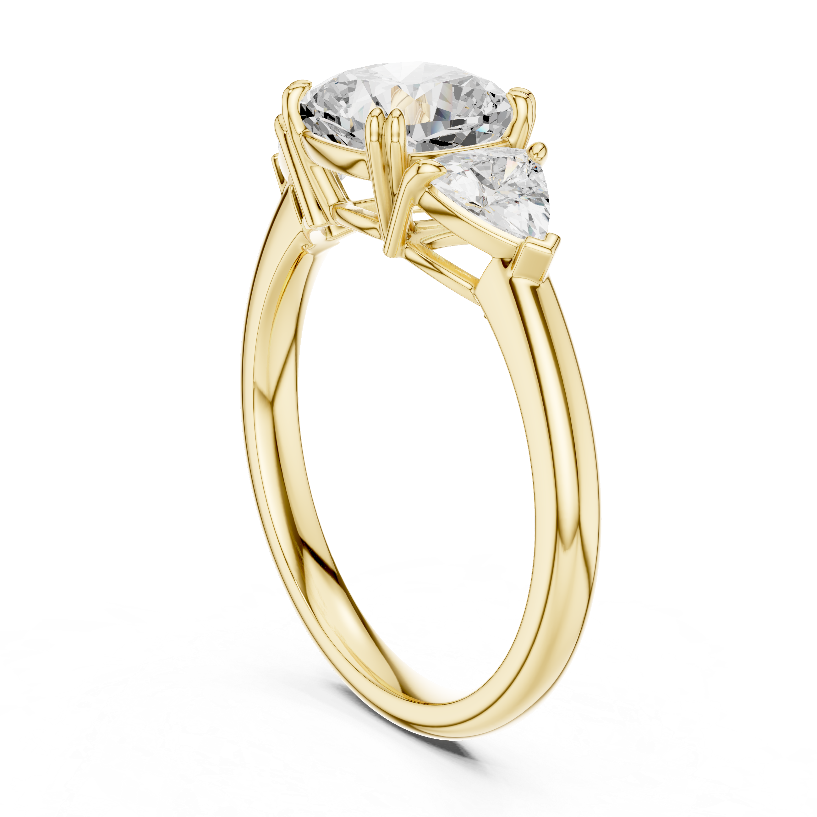 Three Stone Cushion Cut Engagement Ring with Trillion Side Diamonds – 2.60 CT Total Diamond Weight