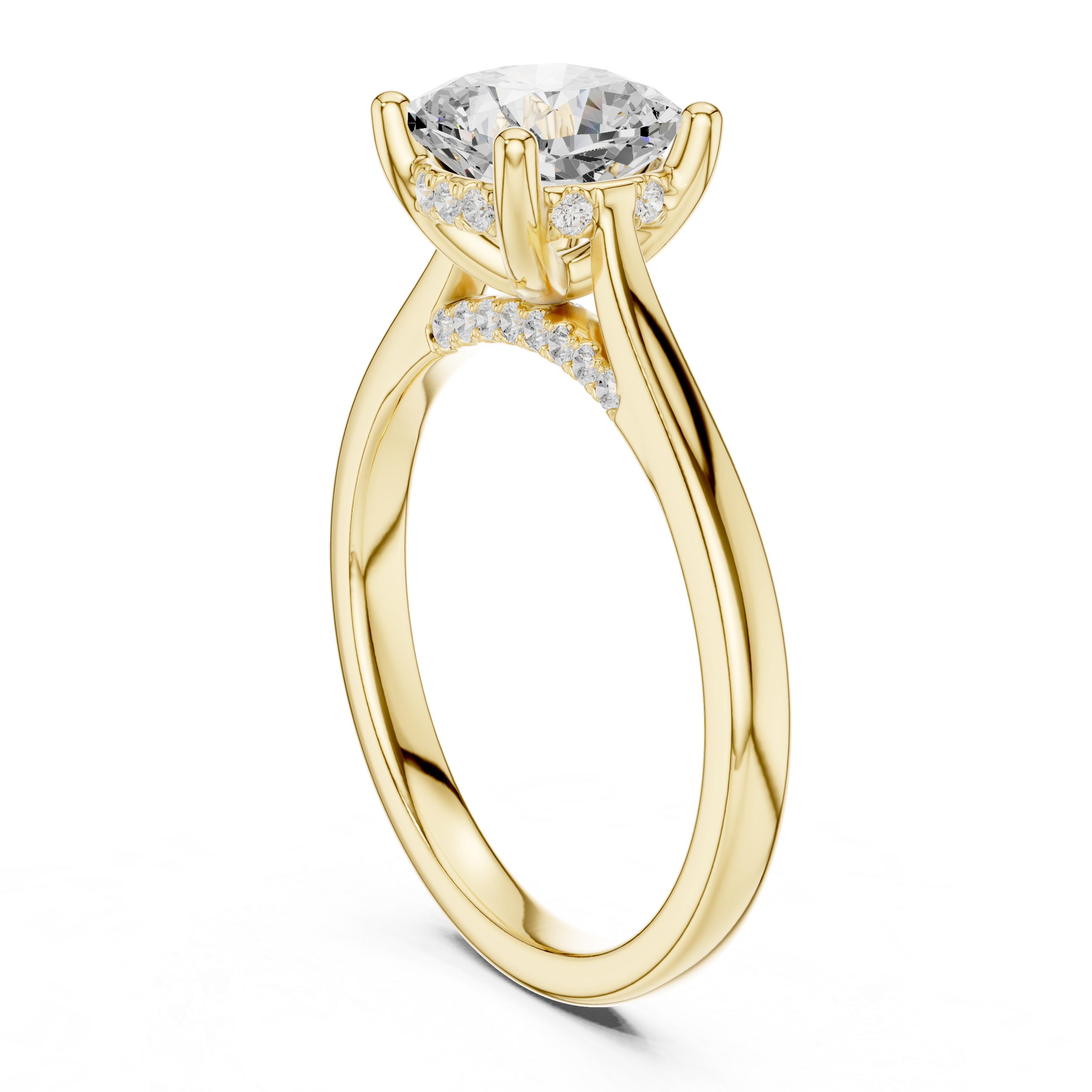 Cushion Cut Solitaire Engagement Ring with Hidden Halo – 2.15 CT Total Diamond Weight
