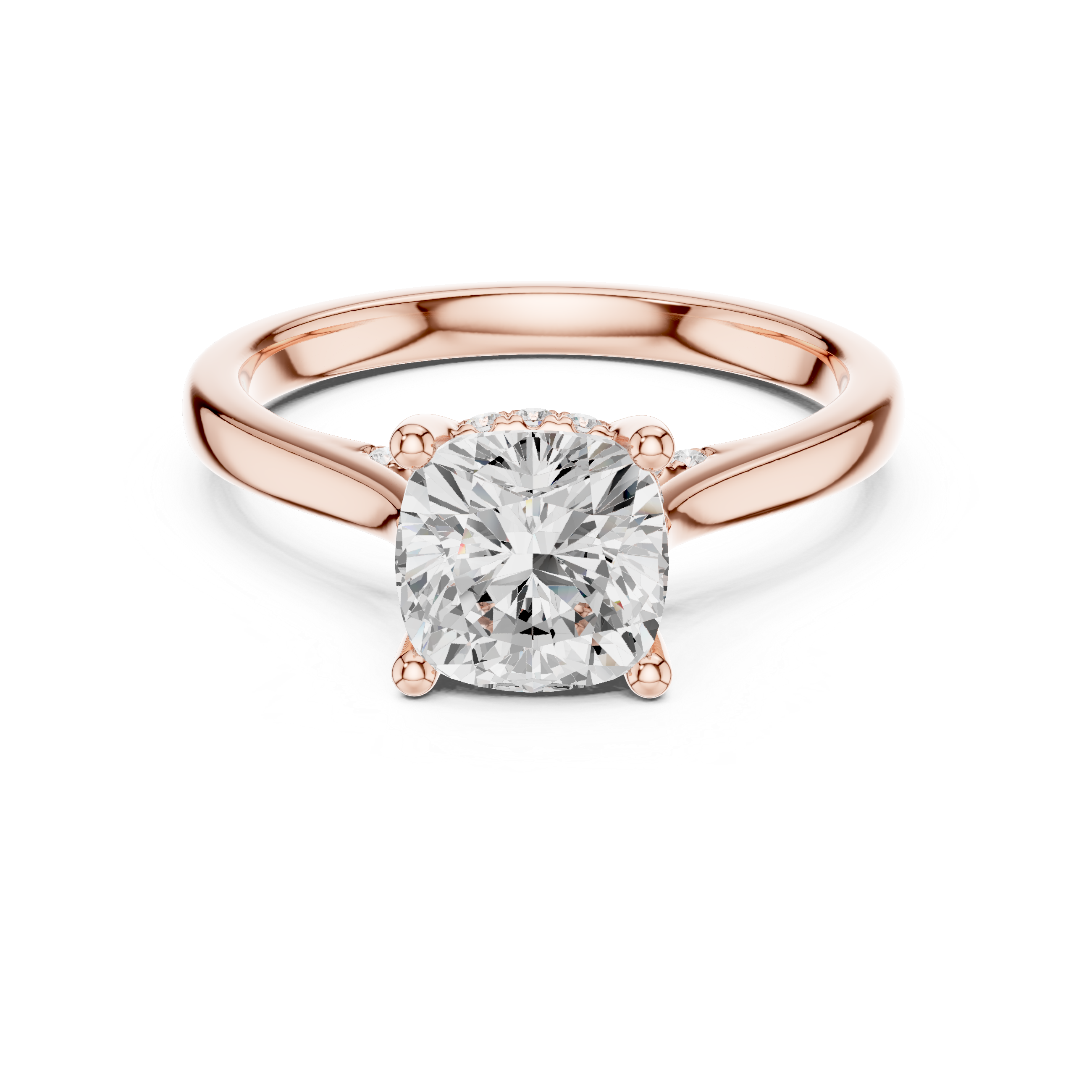 Cushion Cut Solitaire Engagement Ring with Hidden Halo – 2.15 CT Total Diamond Weight