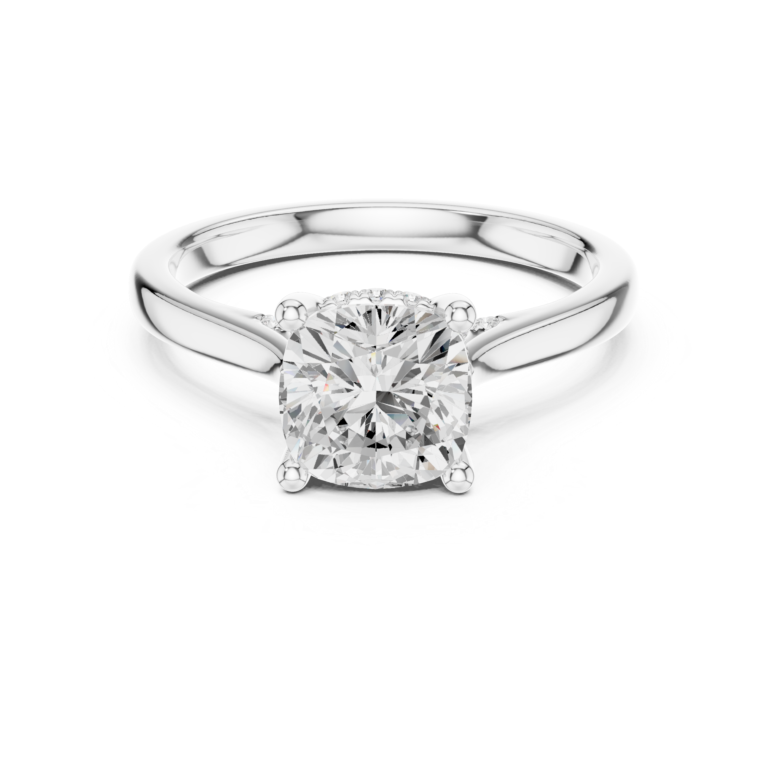 Cushion Cut Solitaire Engagement Ring with Hidden Halo – 2.15 CT Total Diamond Weight