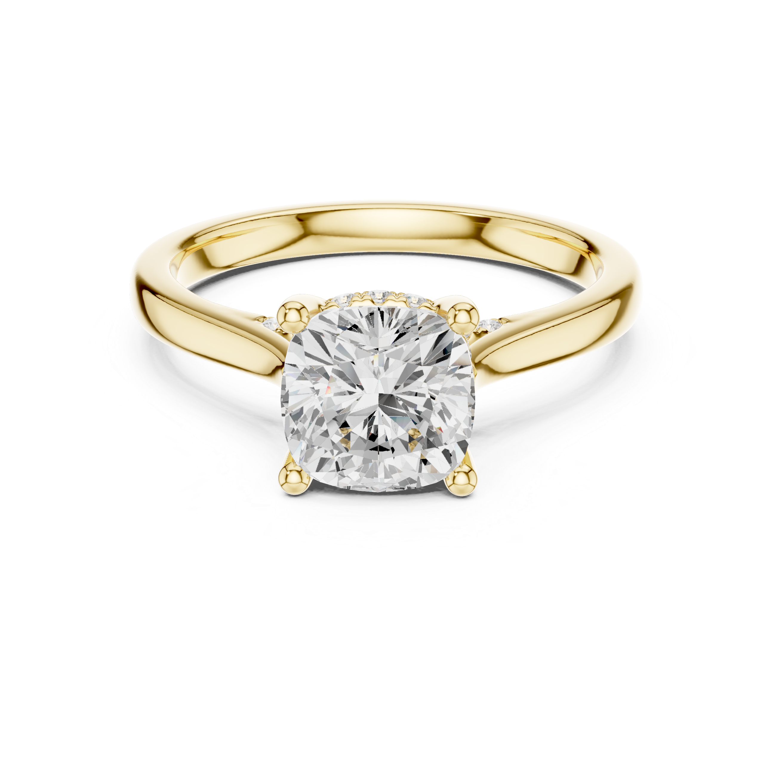 Cushion Cut Solitaire Engagement Ring with Hidden Halo – 2.15 CT Total Diamond Weight