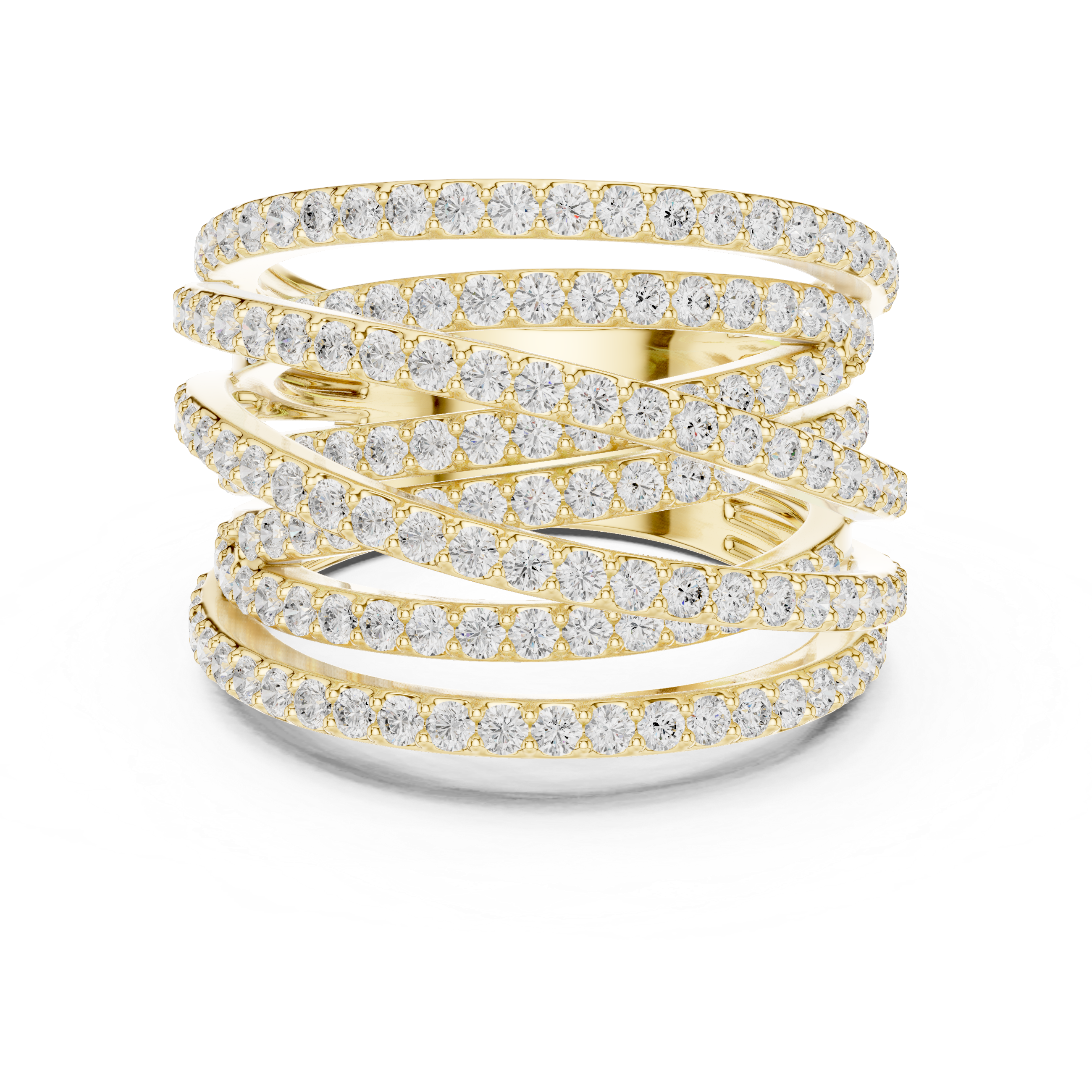 Multi-Row Diamond Wrap Ring – Crisscross Pavé Statement Band – 1.63 CT Total Diamond Weight