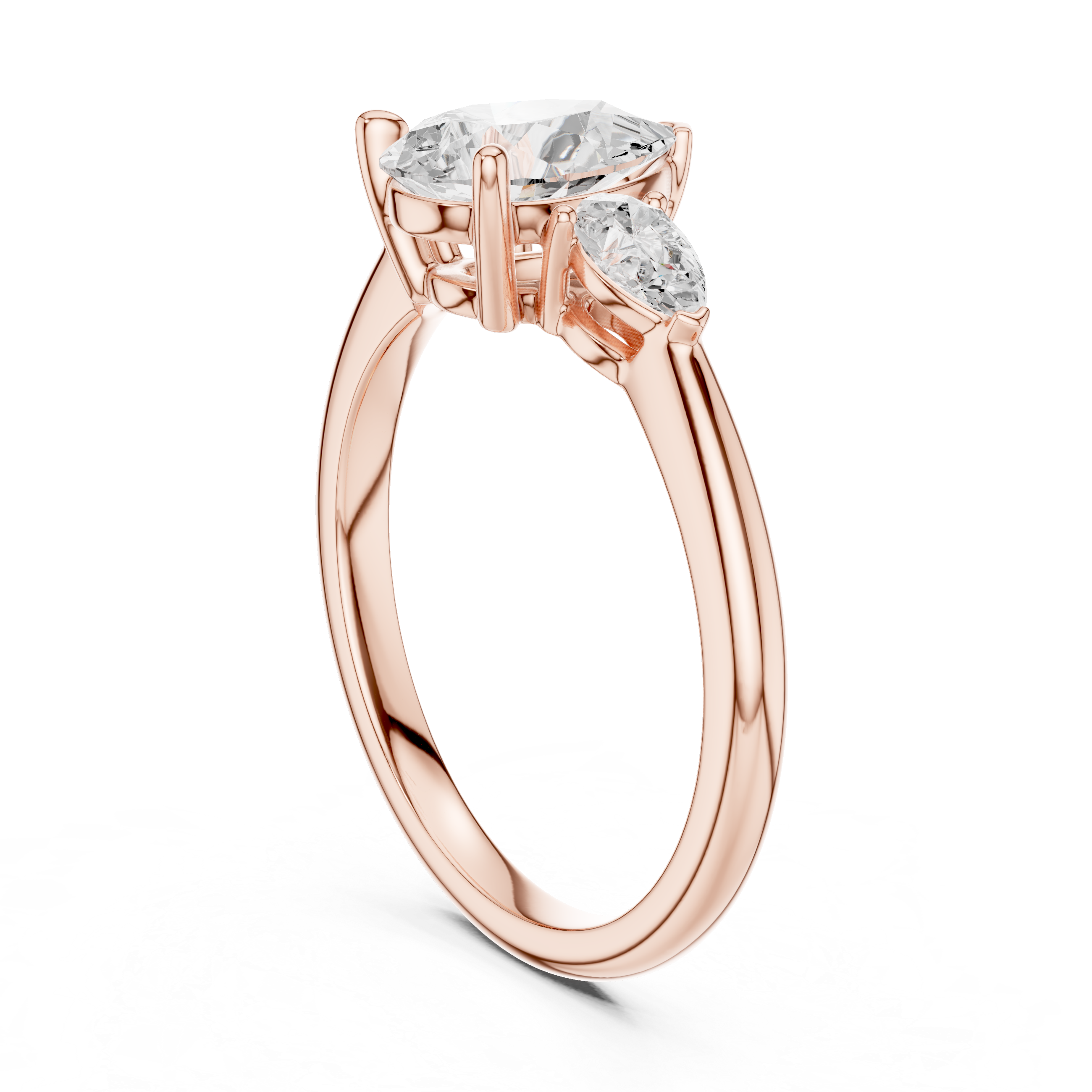 Pear Cut Three Stone Engagement Ring – 2.50 CT Total Diamond Ring