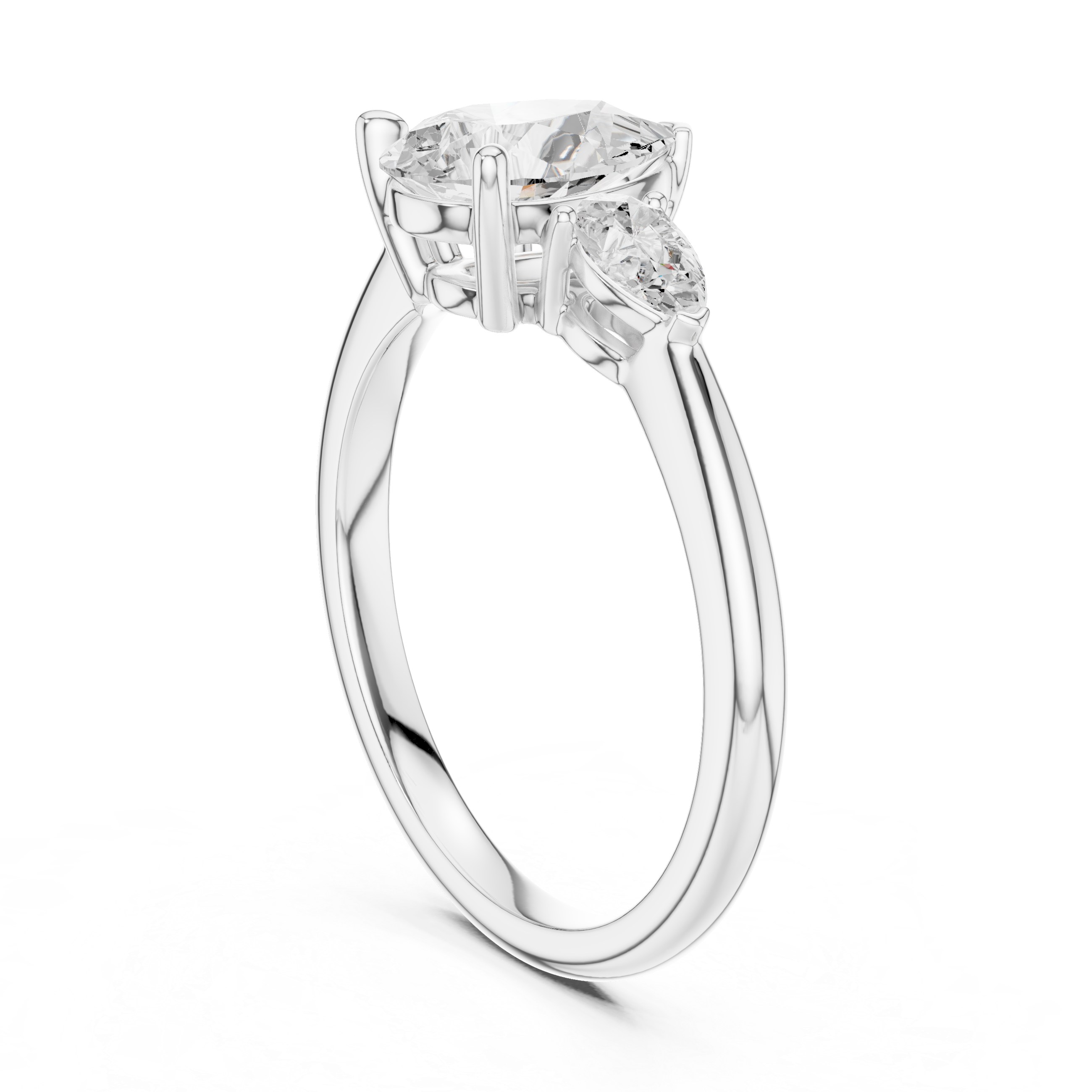 Pear Cut Three Stone Engagement Ring – 2.50 CT Total Diamond Ring