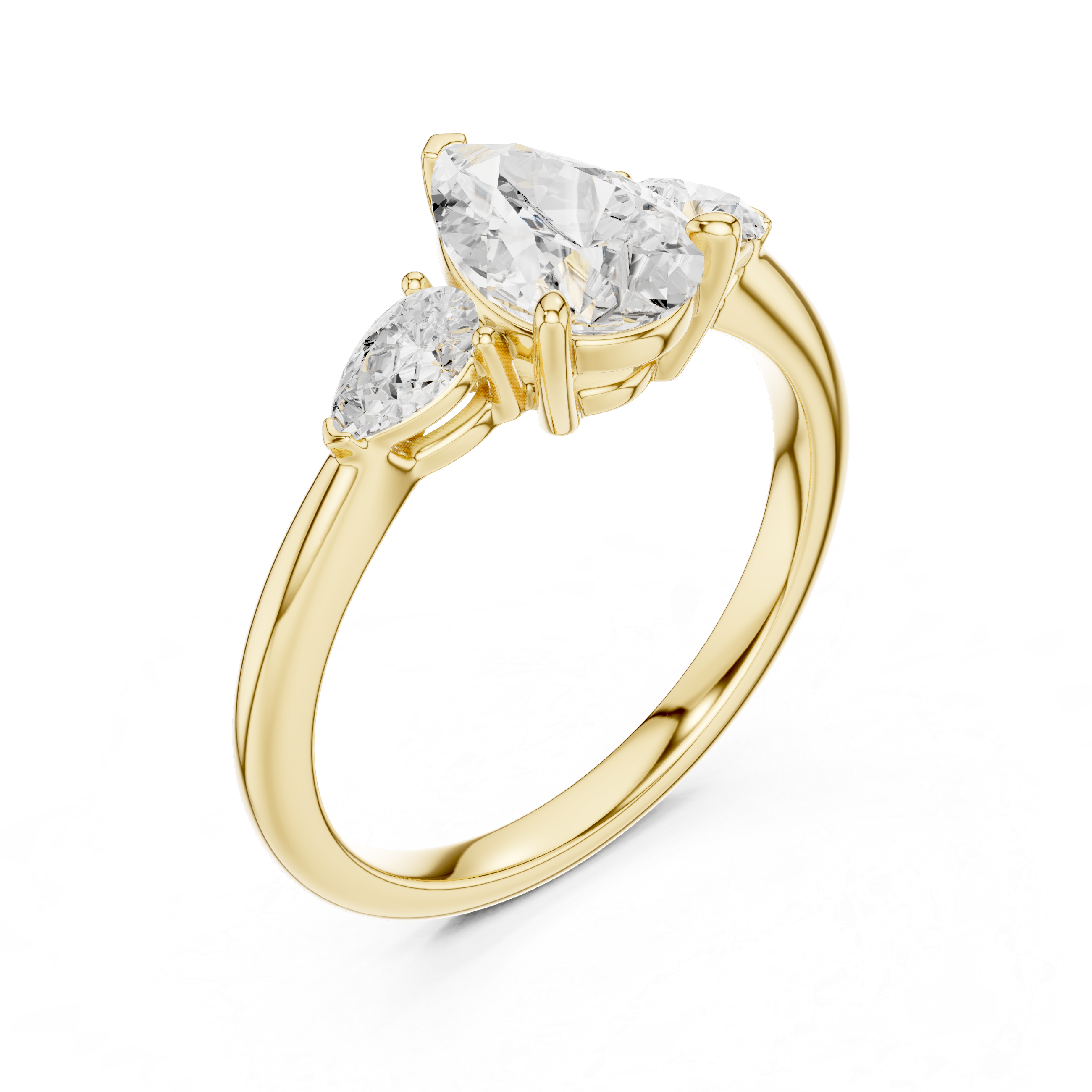 Pear Cut Three Stone Engagement Ring – 2.50 CT Total Diamond Ring