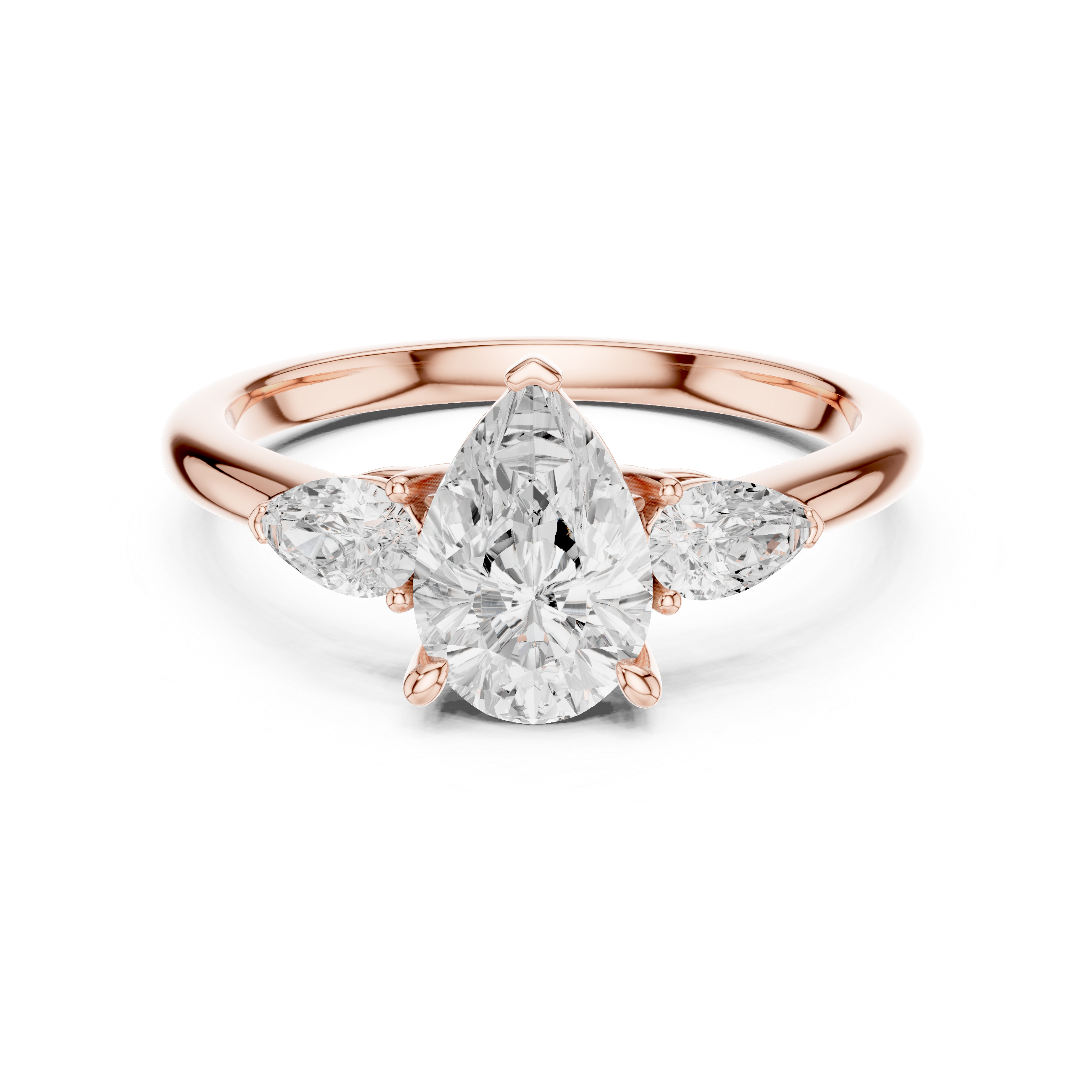 Pear Cut Three Stone Engagement Ring – 2.50 CT Total Diamond Ring
