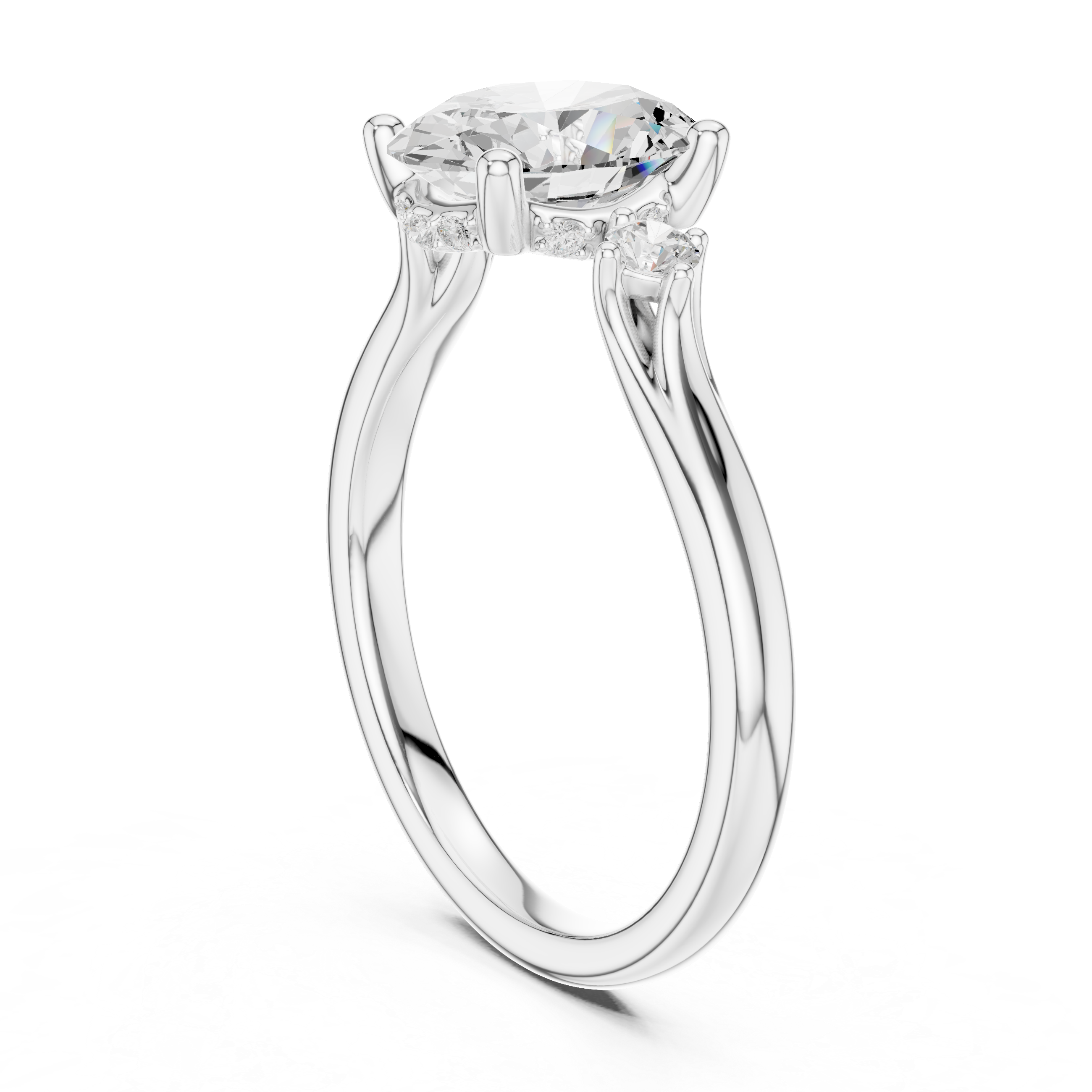 Oval Cut Three Stone Engagement Ring – 2.16 CT Total Diamond Ring