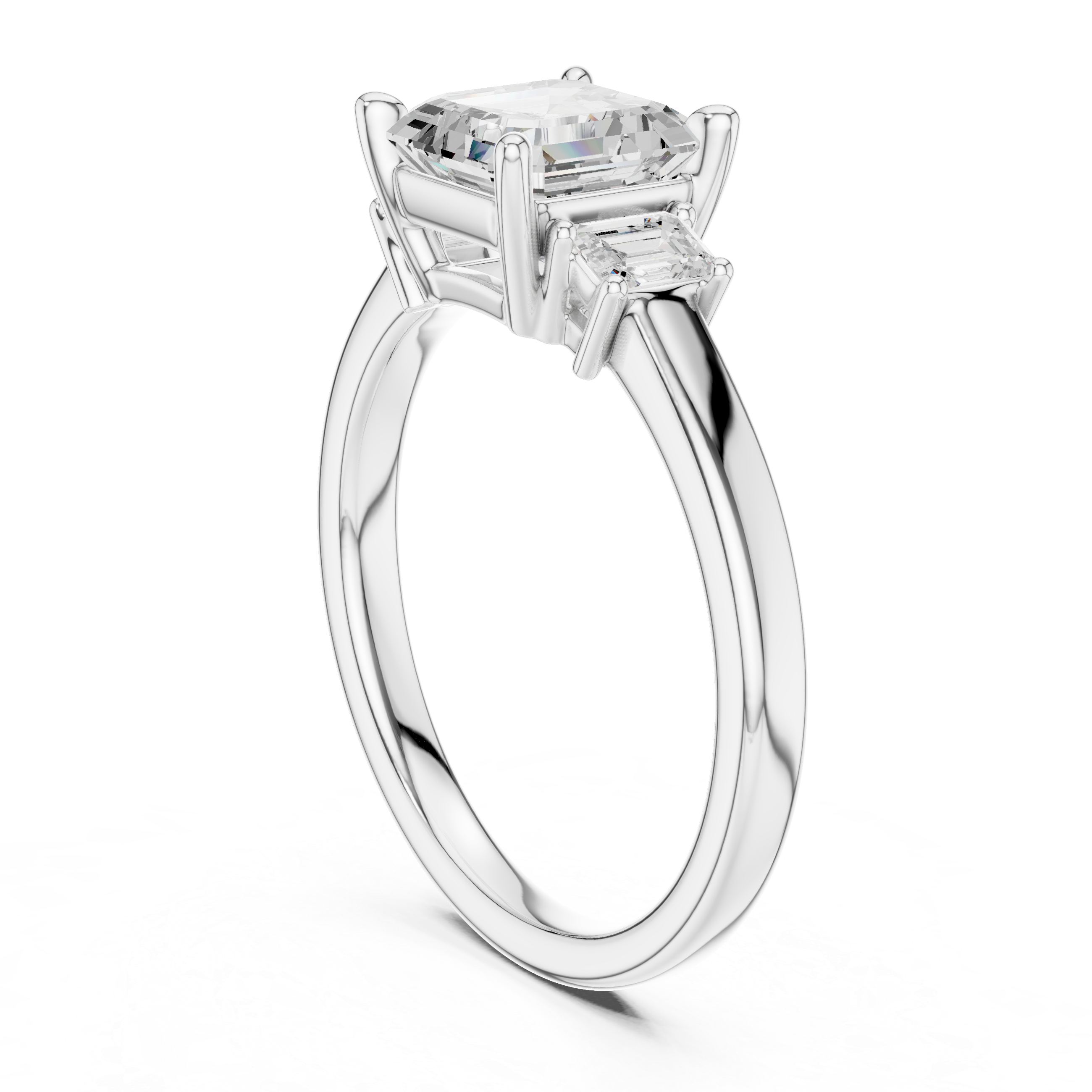 Asscher Cut Three Stone Engagement Ring – 1.70 CT Total Diamond Ring