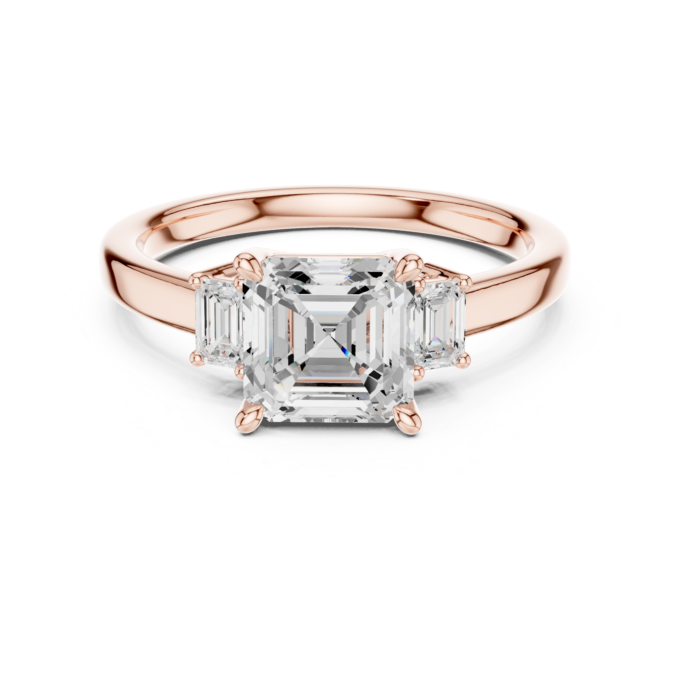 Asscher Cut Three Stone Engagement Ring – 1.70 CT Total Diamond Ring