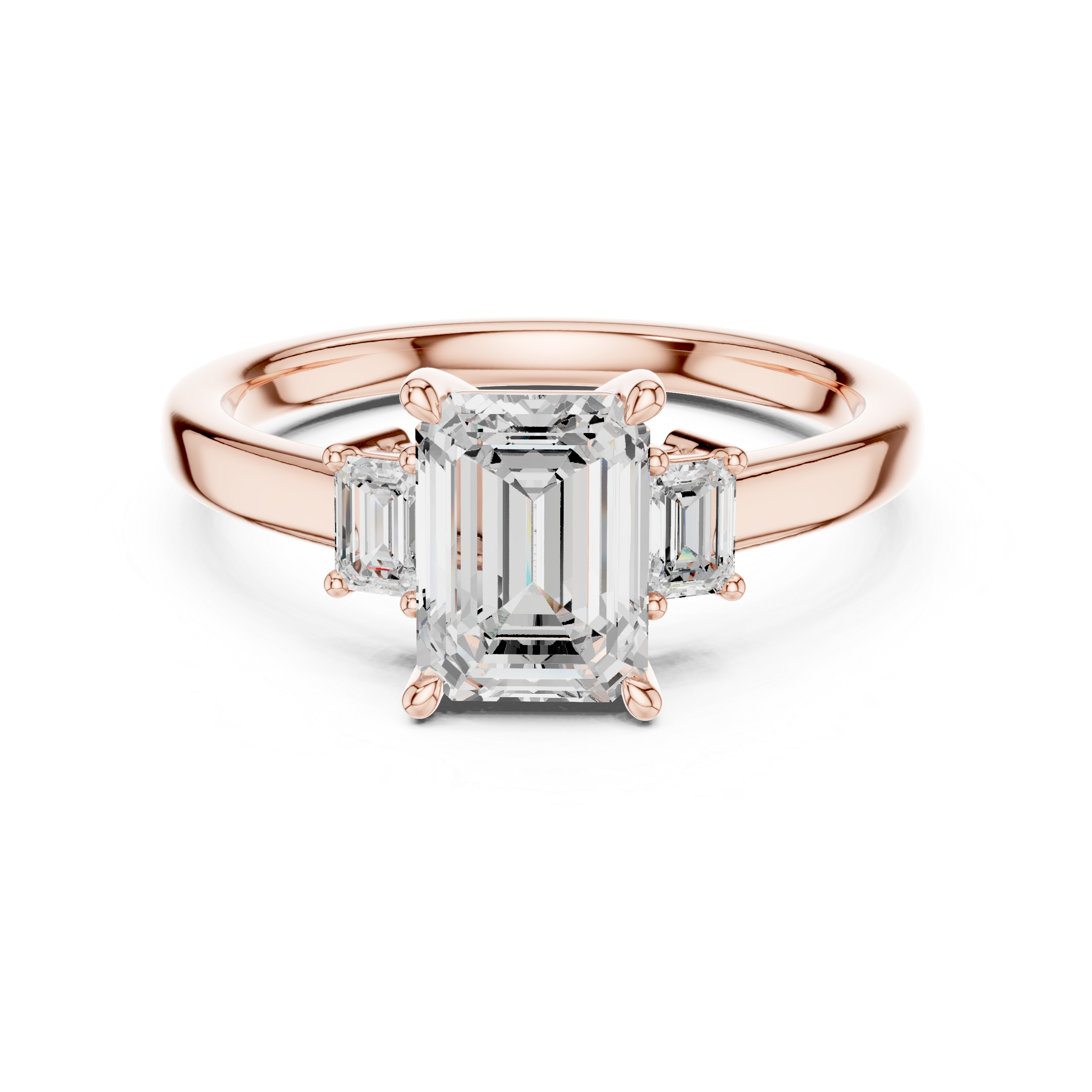 Emerald Cut Three Stone Engagement Ring – 1.70 CT Total Diamond Ring