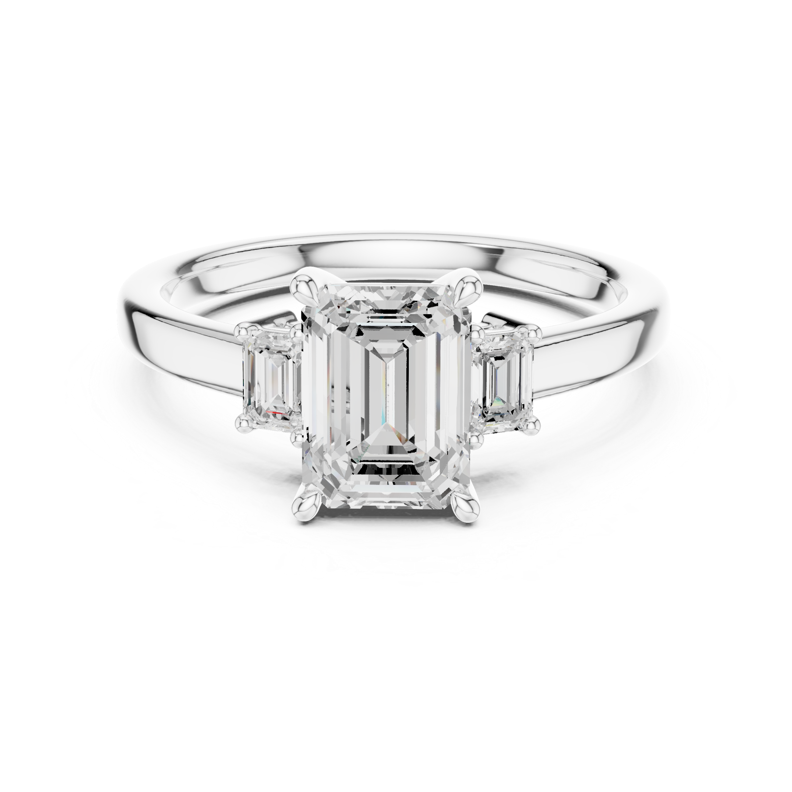 Emerald Cut Three Stone Engagement Ring – 1.70 CT Total Diamond Ring