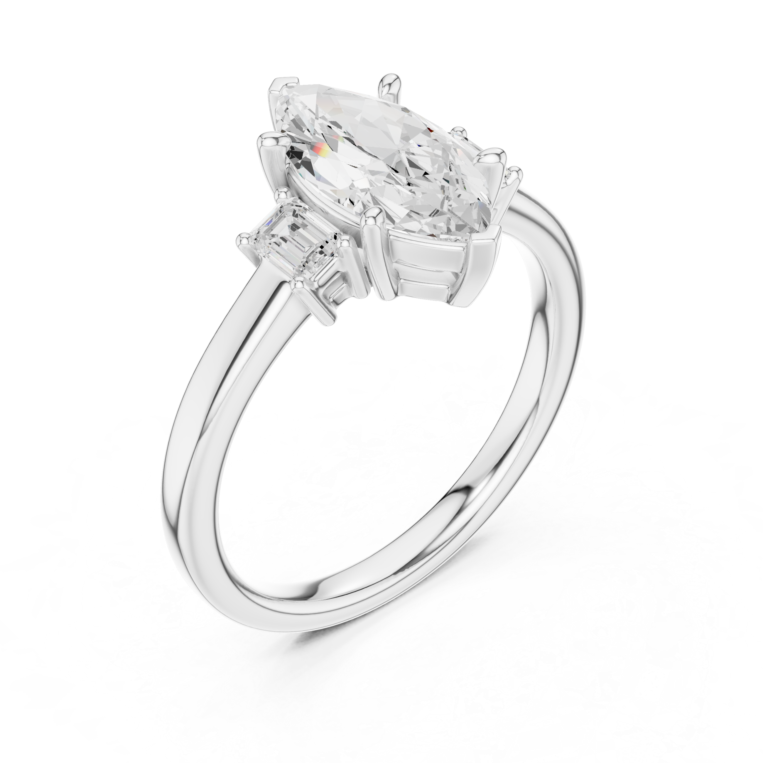 Marquise Cut Three Stone Engagement Ring – 1.70 CT Total Diamond Ring