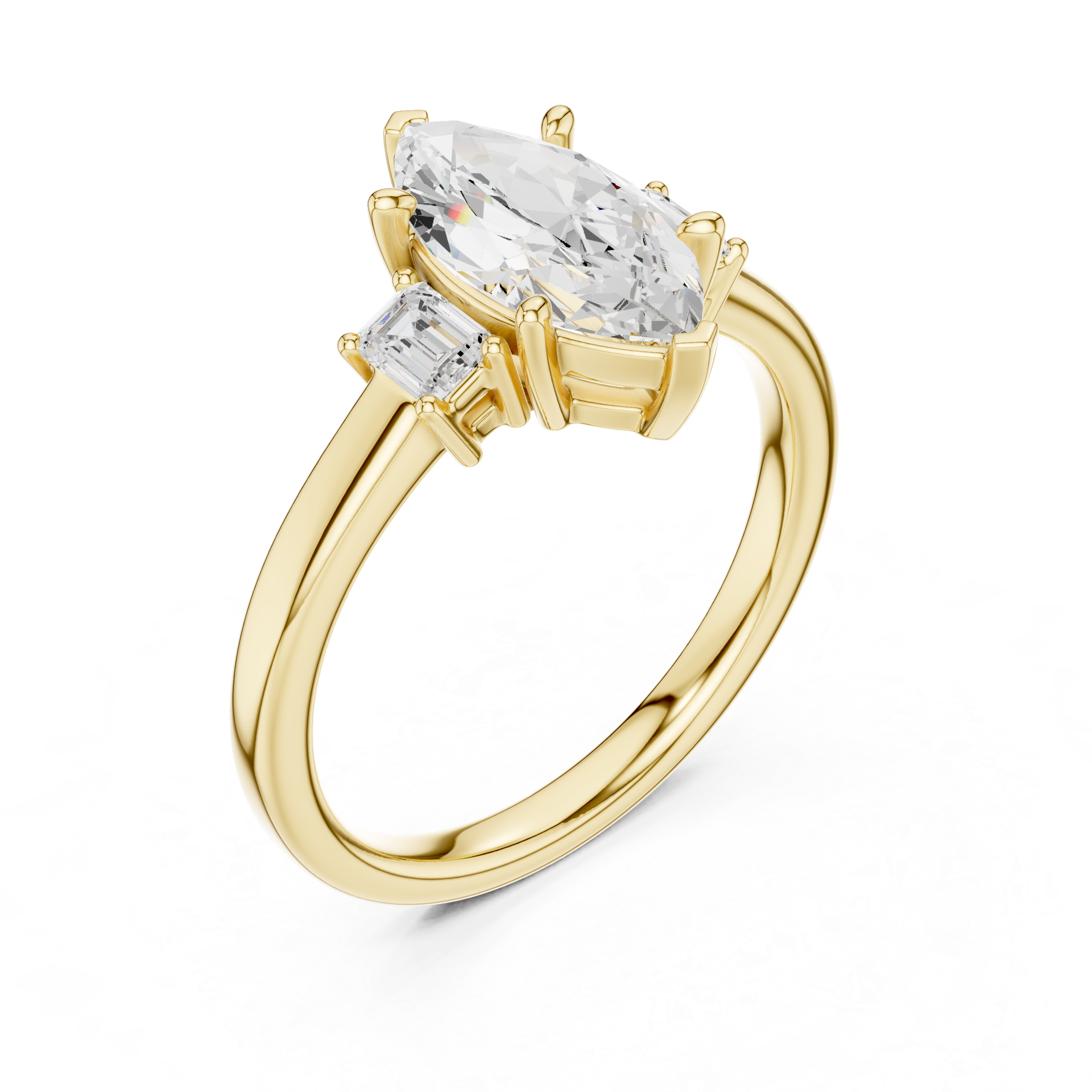 Marquise Cut Three Stone Engagement Ring – 1.70 CT Total Diamond Ring