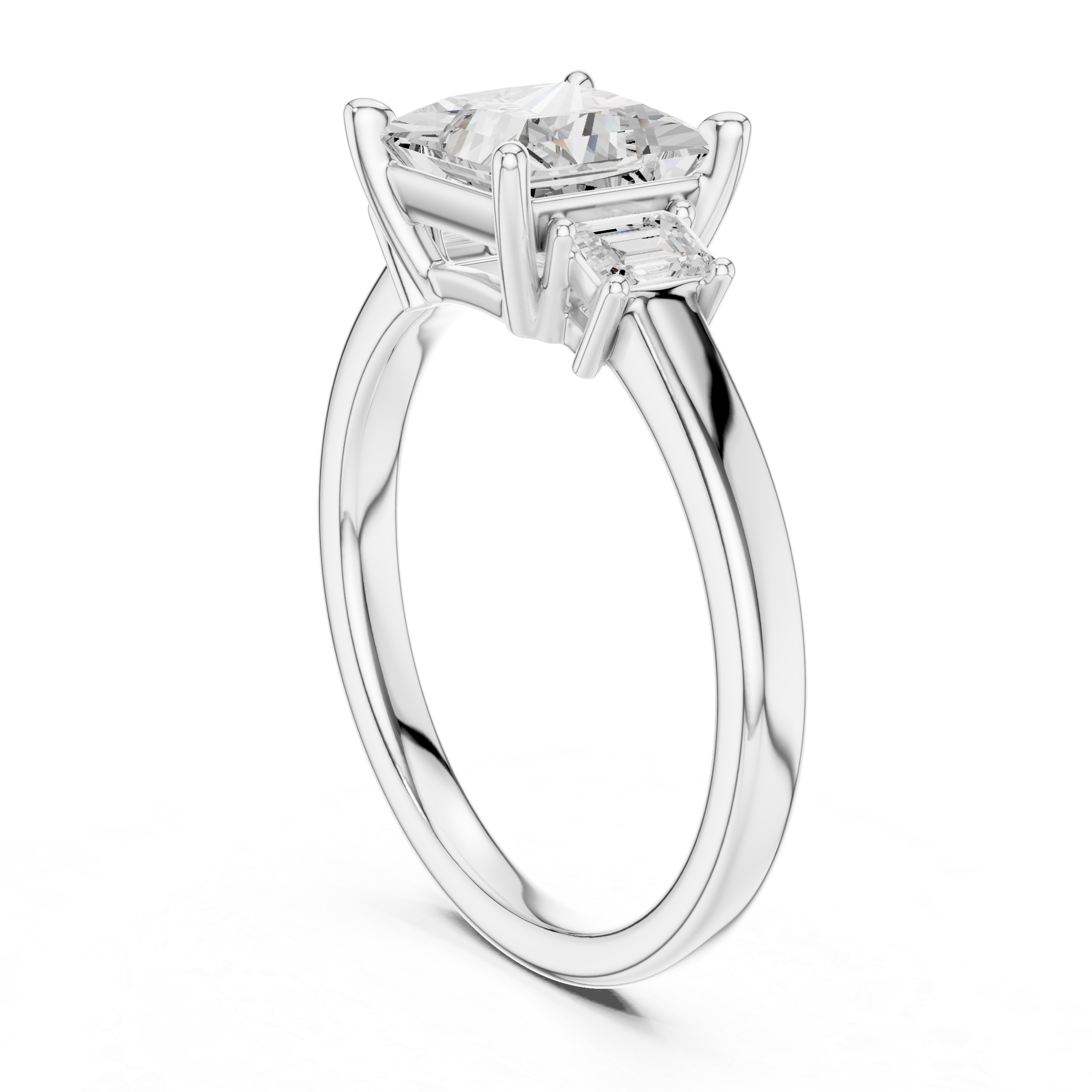 Princess Cut Three Stone Engagement Ring – 1.70 CT Total Diamond Ring