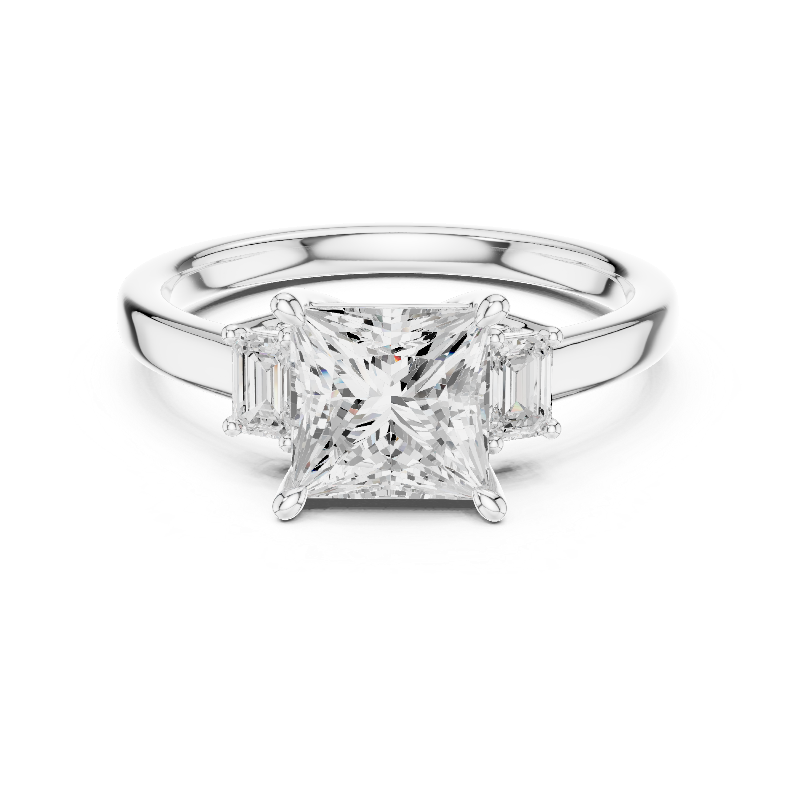 Princess Cut Three Stone Engagement Ring – 1.70 CT Total Diamond Ring