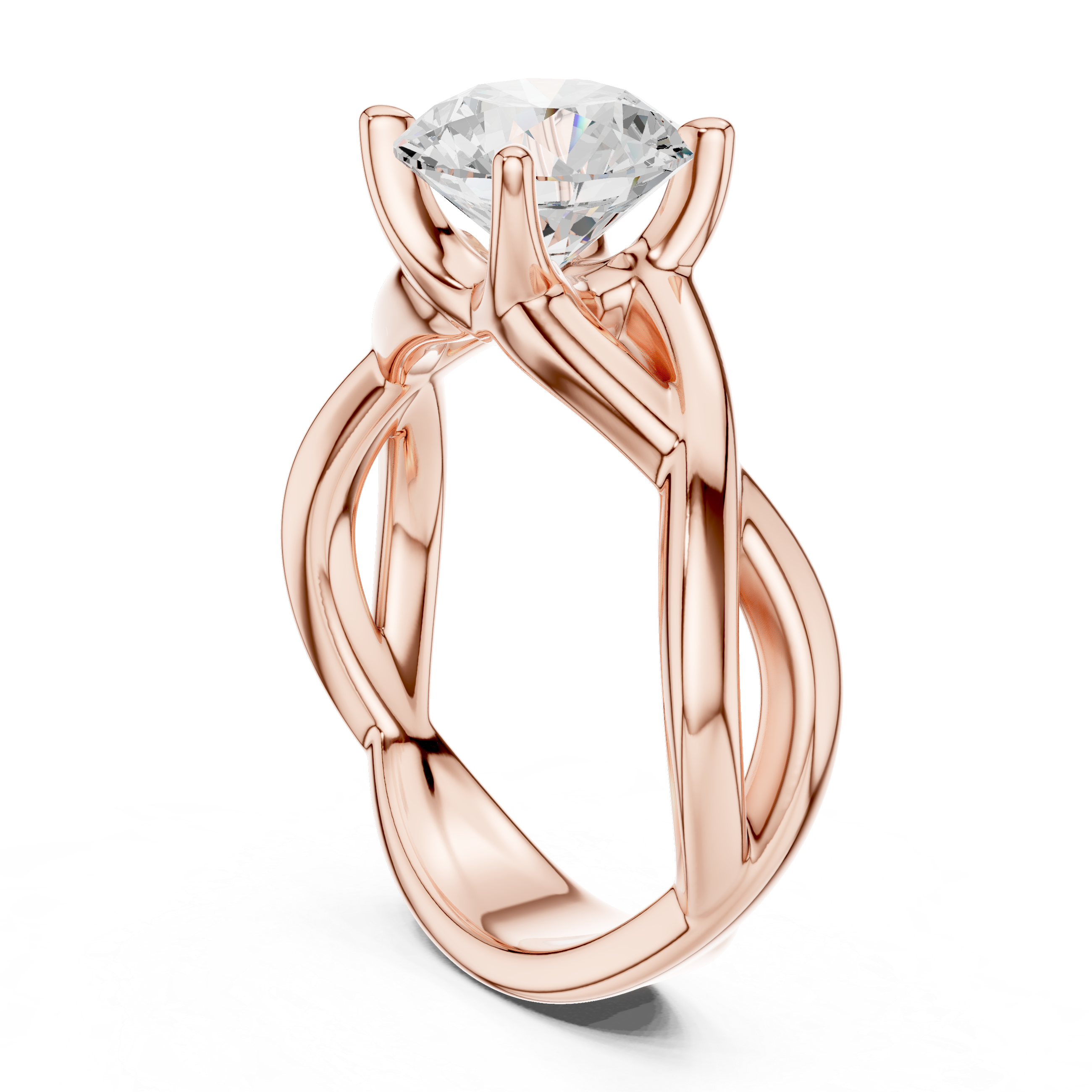 Twisted Infinity Solitaire Engagement Ring – 2.00 CT Round Cut Diamond Ring