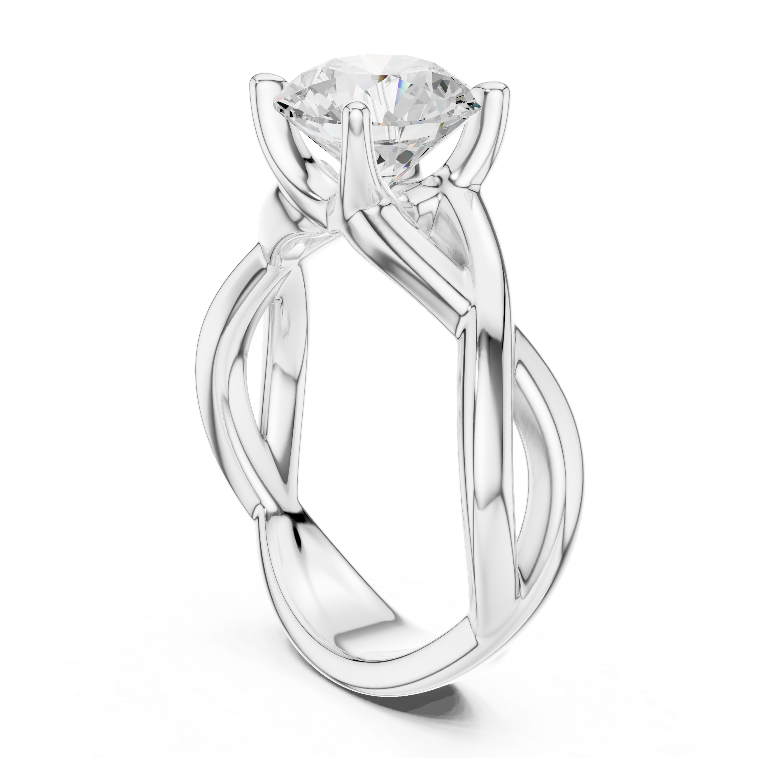 Twisted Infinity Solitaire Engagement Ring – 2.00 CT Round Cut Diamond Ring