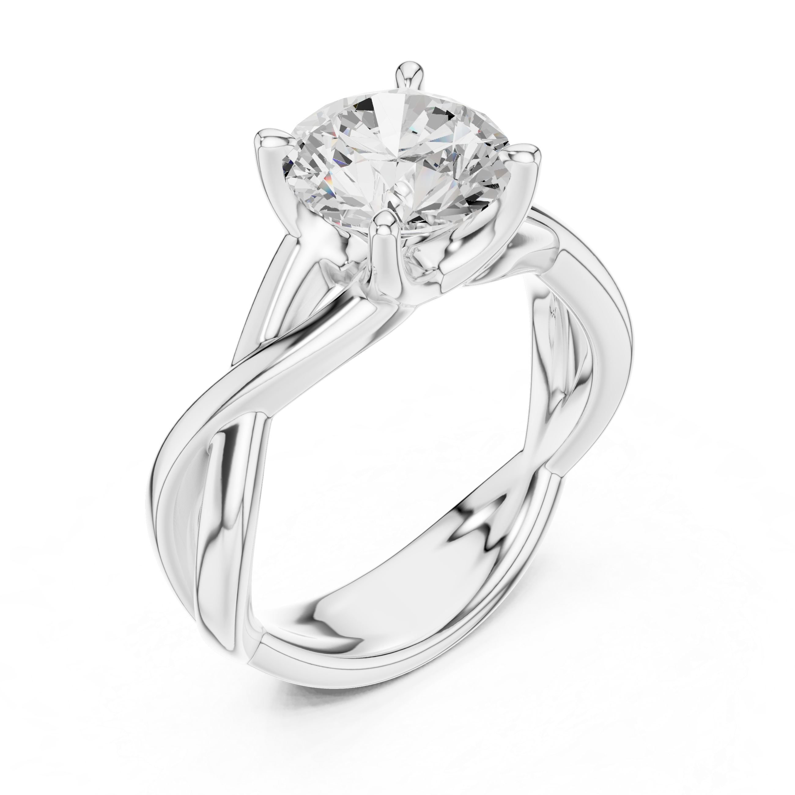 Twisted Infinity Solitaire Engagement Ring – 2.00 CT Round Cut Diamond Ring