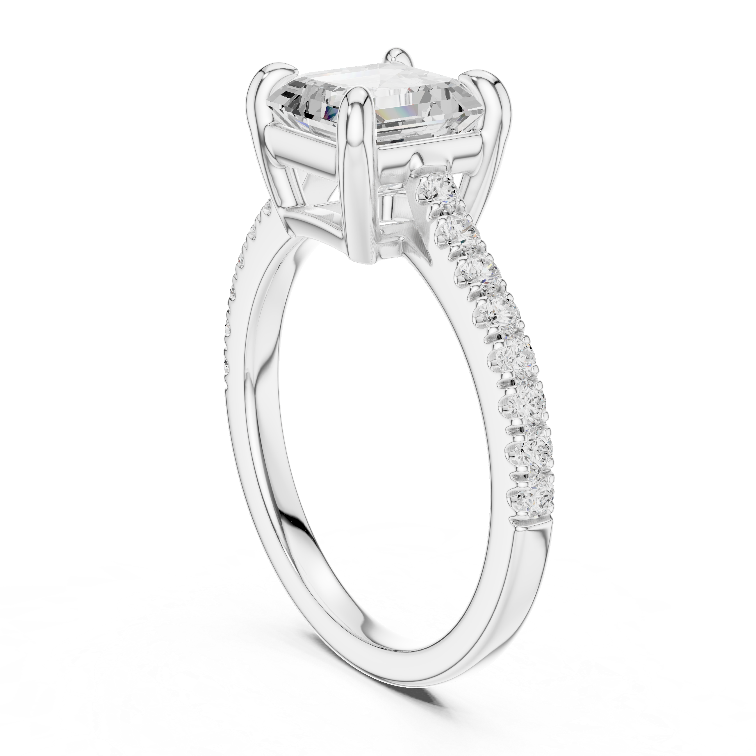Asscher Cut Pavé Solitaire Engagement Ring – 2.30 CT Total Weight Diamond Ring