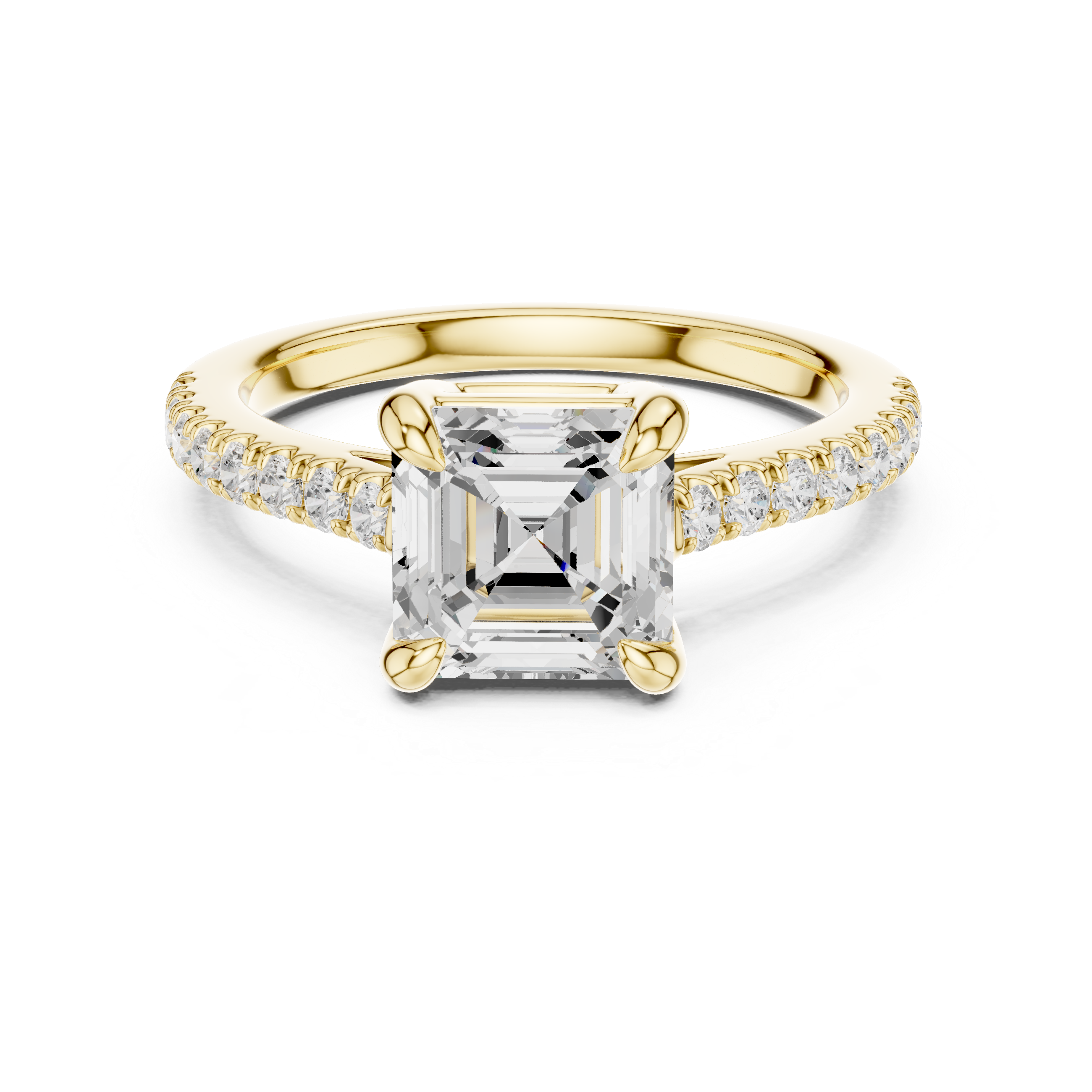 Asscher Cut Pavé Solitaire Engagement Ring – 2.30 CT Total Weight Diamond Ring