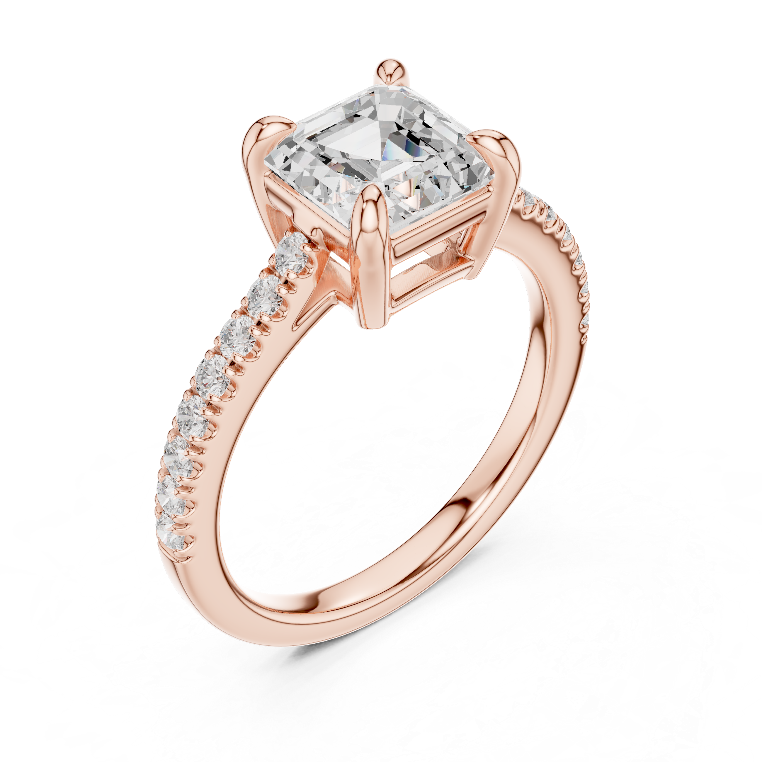 Cushion Cut Pavé Solitaire Engagement Ring – 2.30 CT Total Weight Diamond Ring