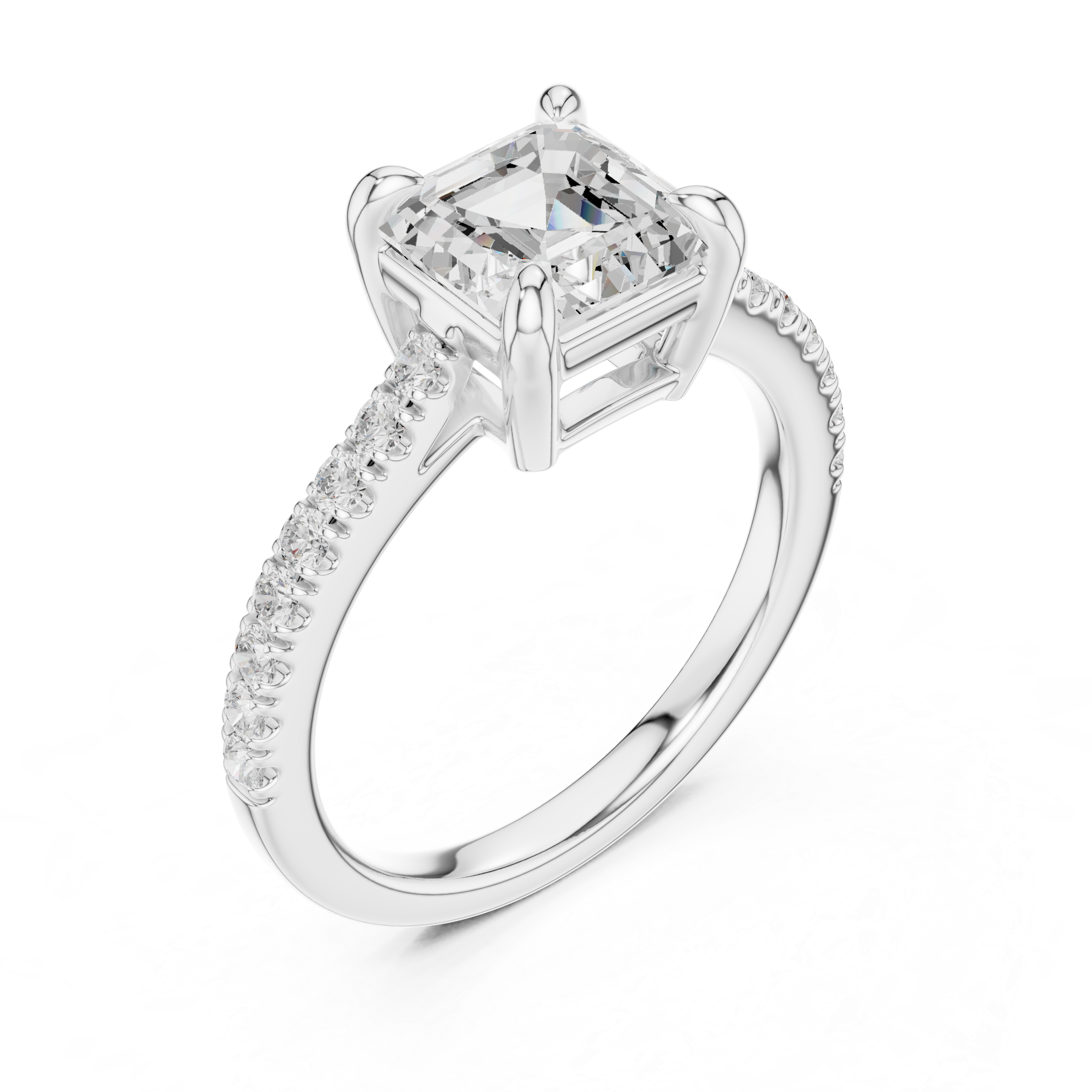 Cushion Cut Pavé Solitaire Engagement Ring – 2.30 CT Total Weight Diamond Ring