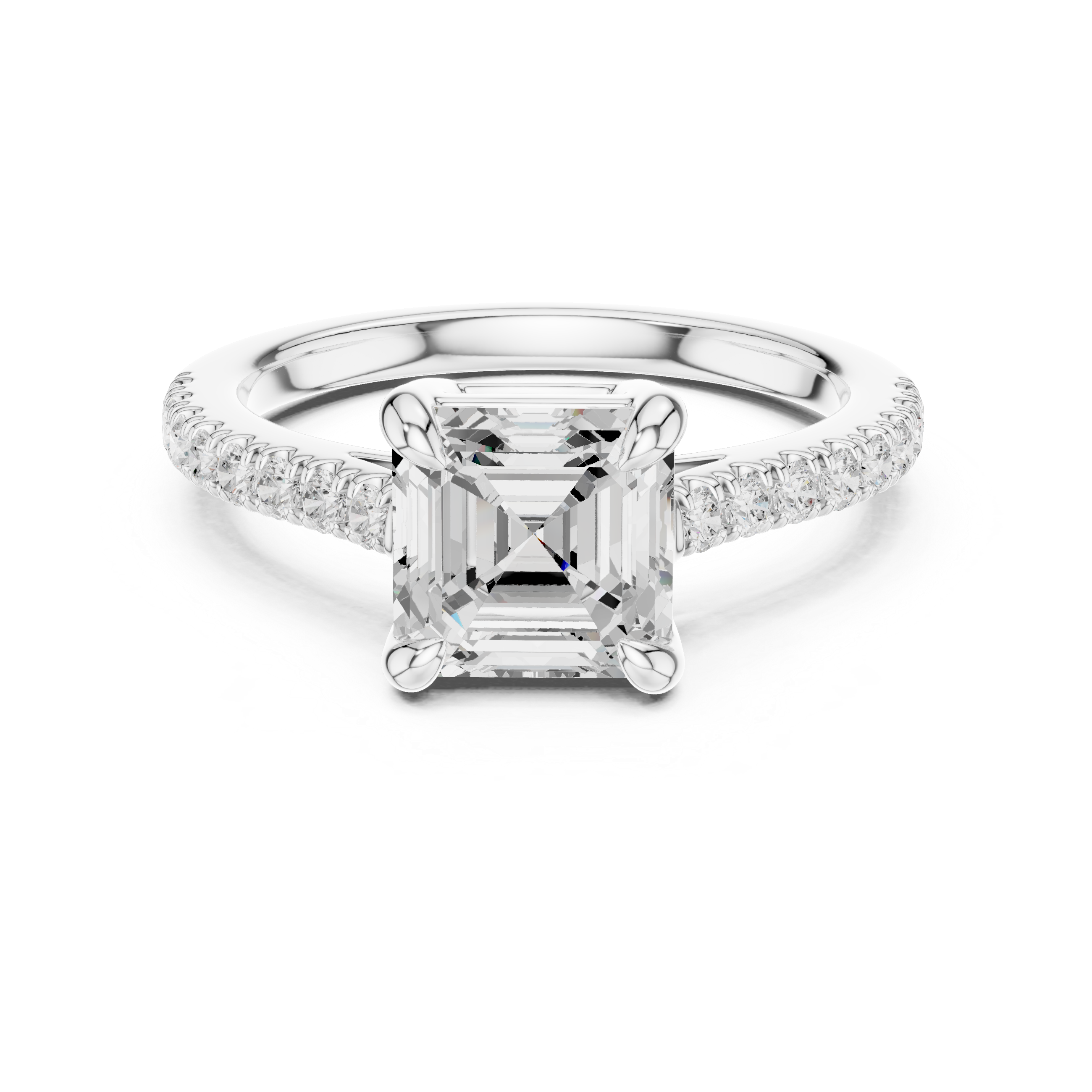 Cushion Cut Pavé Solitaire Engagement Ring – 2.30 CT Total Weight Diamond Ring