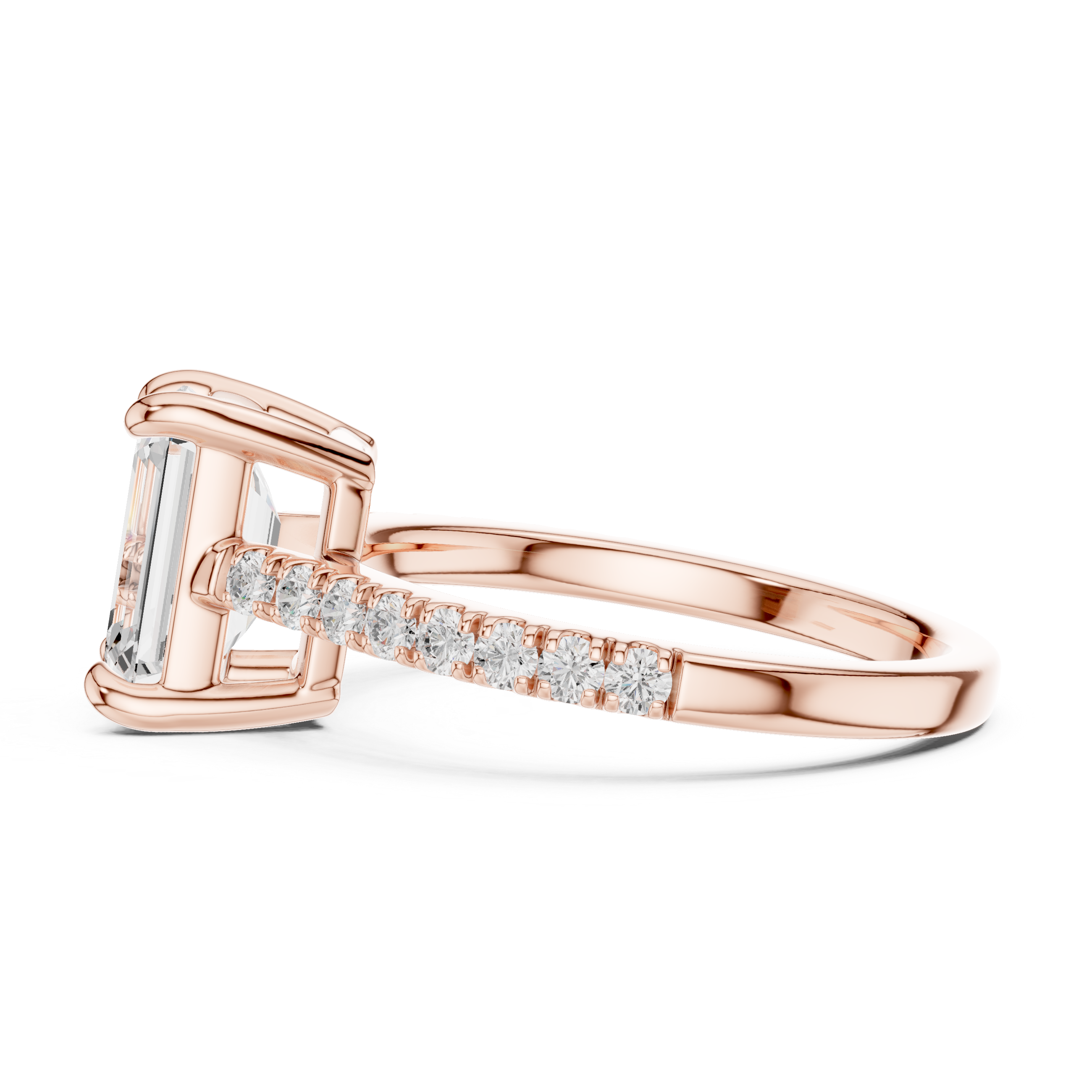 Emerald Cut Pavé Solitaire Engagement Ring – 2.30 CT Total Weight Diamond Ring