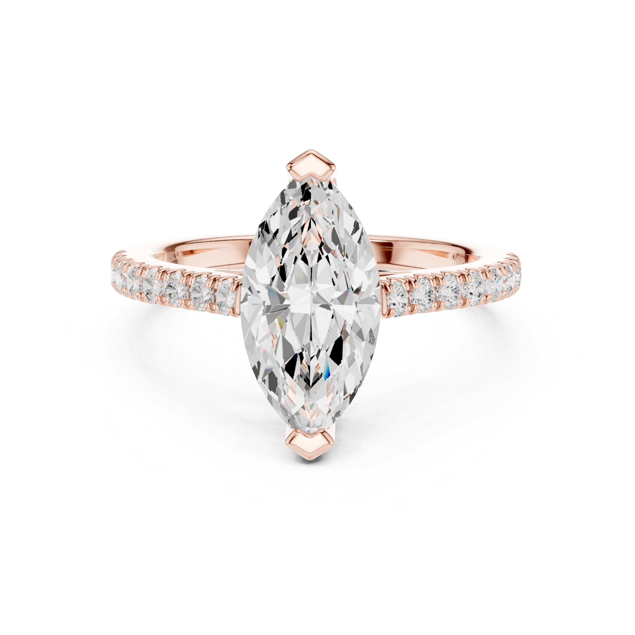 Marquise Cut Pavé Solitaire Engagement Ring – 2.30 CT Total Weight Diamond Ring