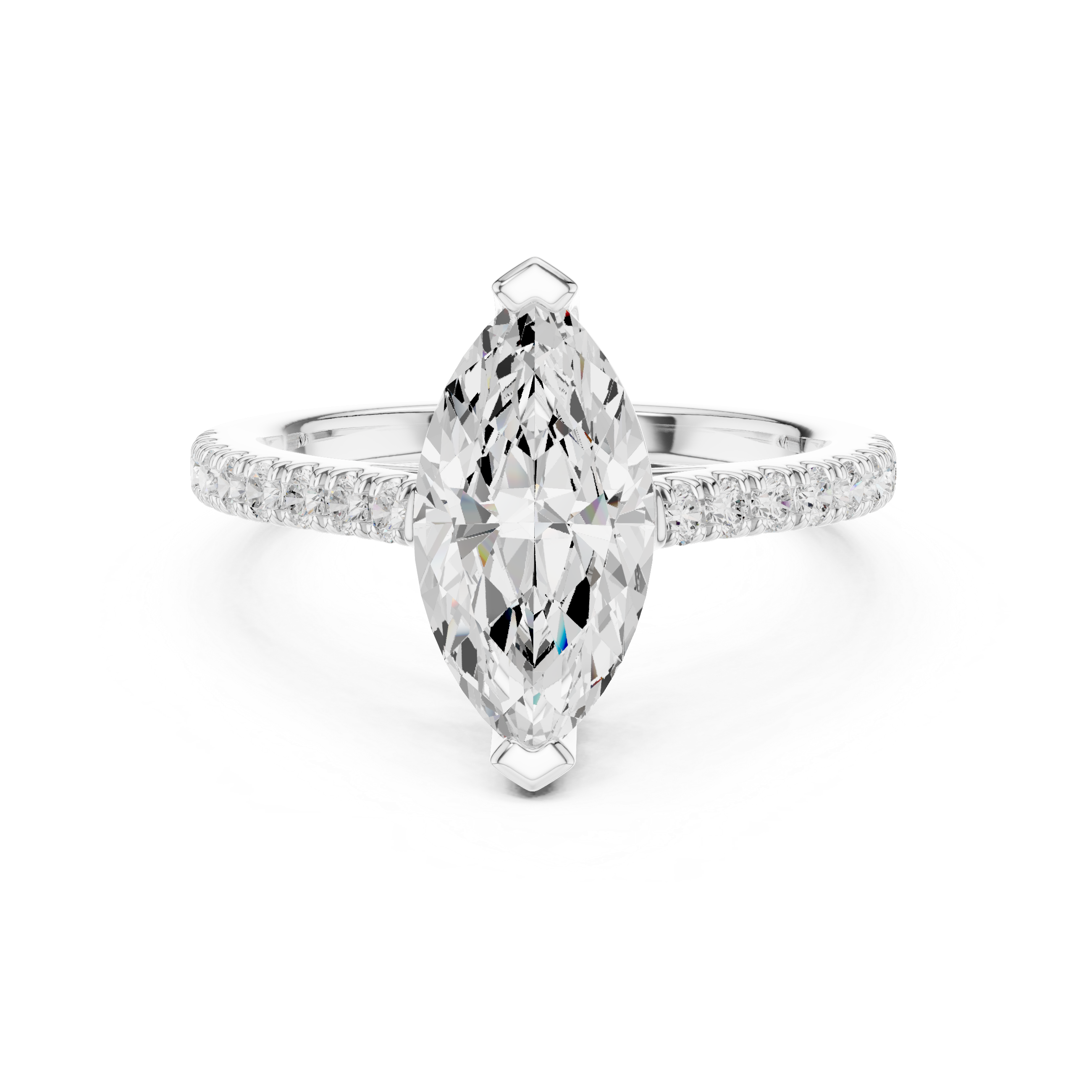 Marquise Cut Pavé Solitaire Engagement Ring – 2.30 CT Total Weight Diamond Ring