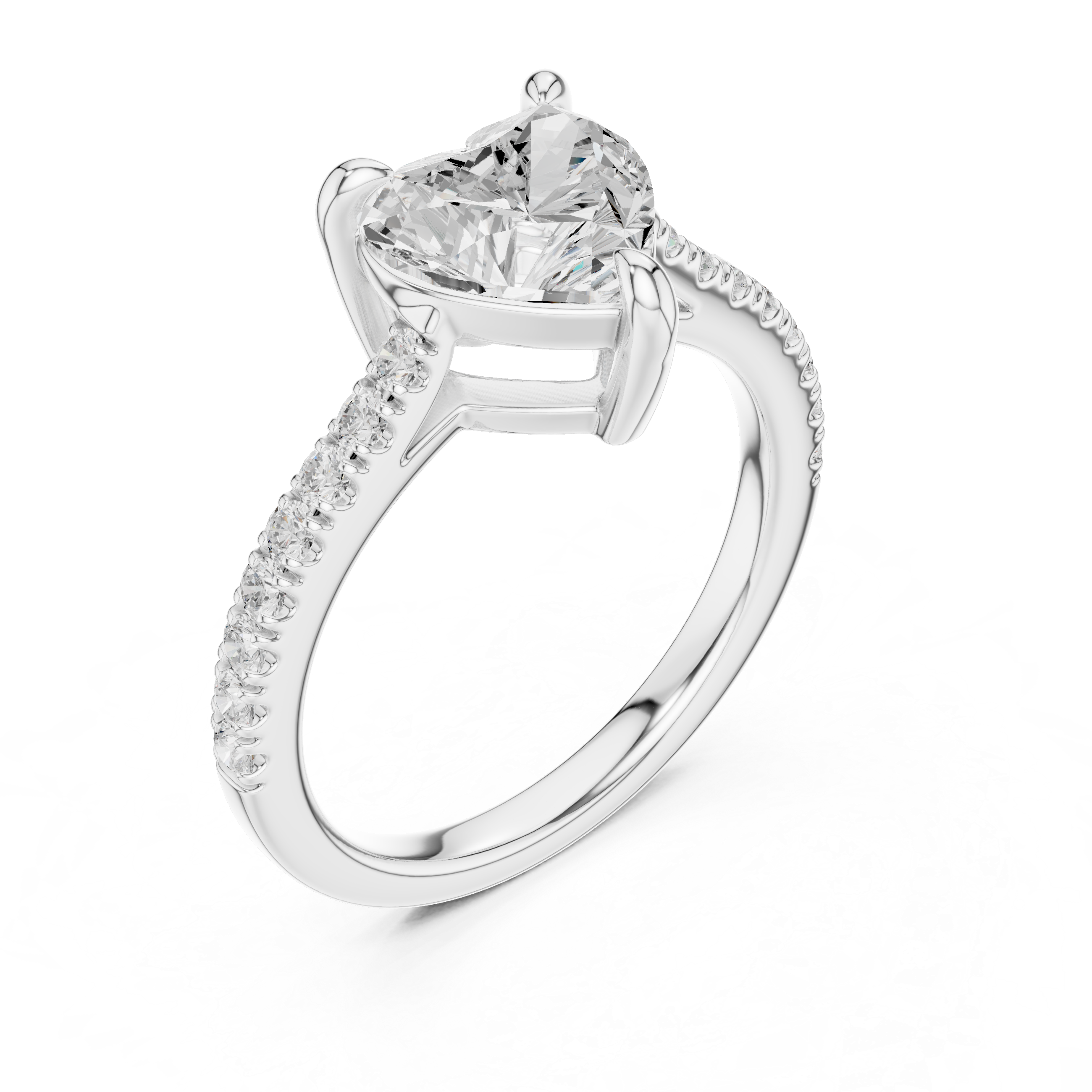Heart Cut Pavé Solitaire Engagement Ring – 2.30 CT Total Weight Diamond Ring