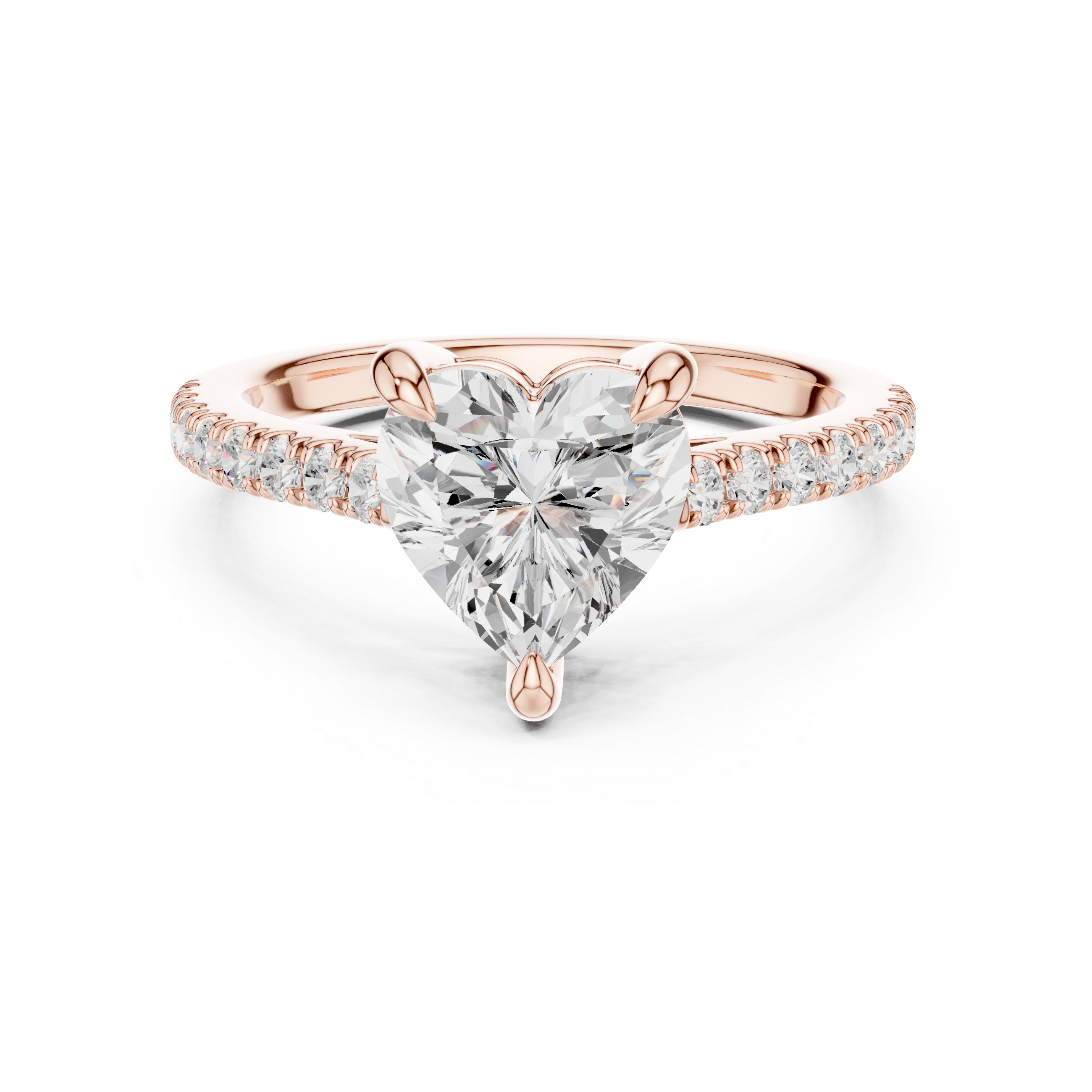 Heart Cut Pavé Solitaire Engagement Ring – 2.30 CT Total Weight Diamond Ring