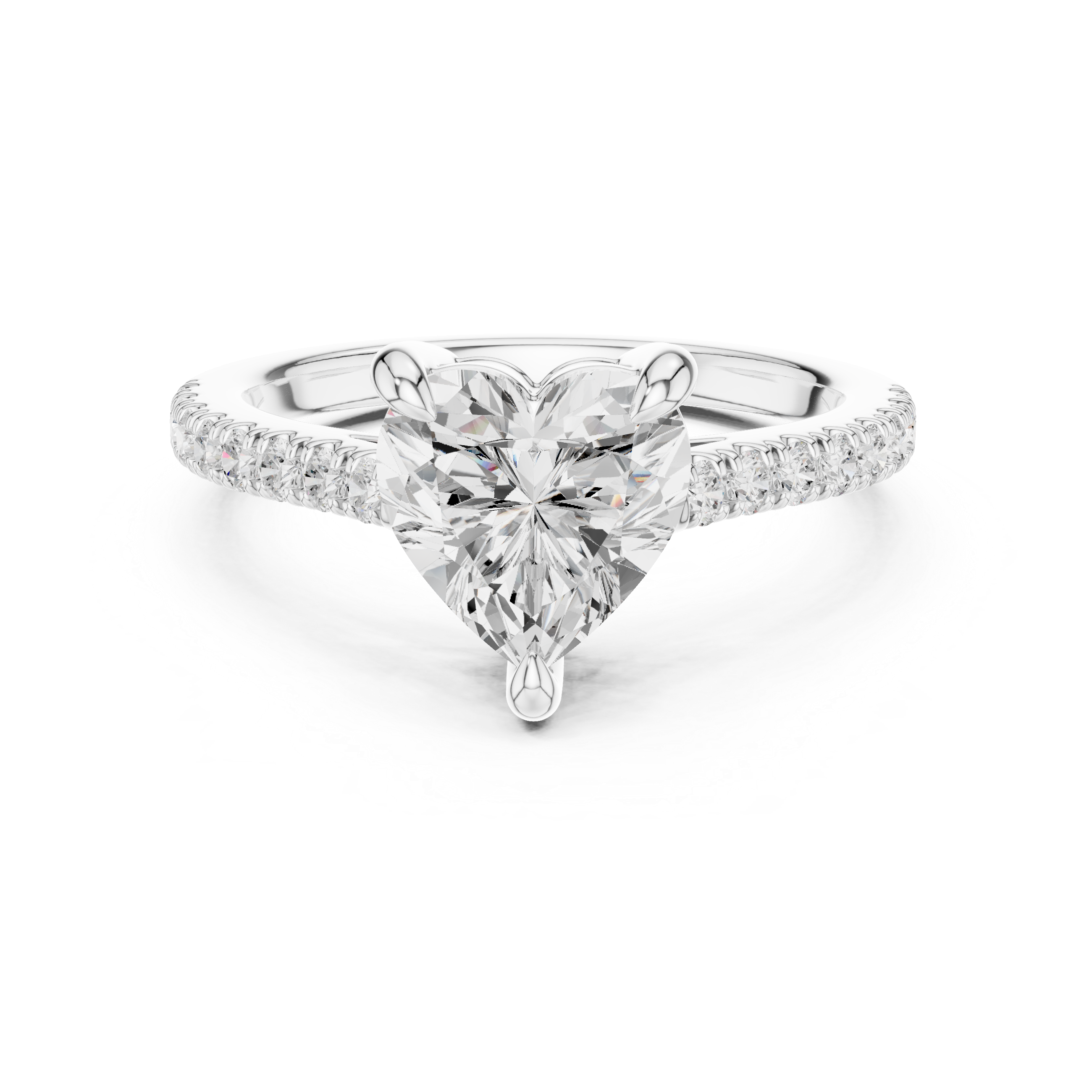 Heart Cut Pavé Solitaire Engagement Ring – 2.30 CT Total Weight Diamond Ring
