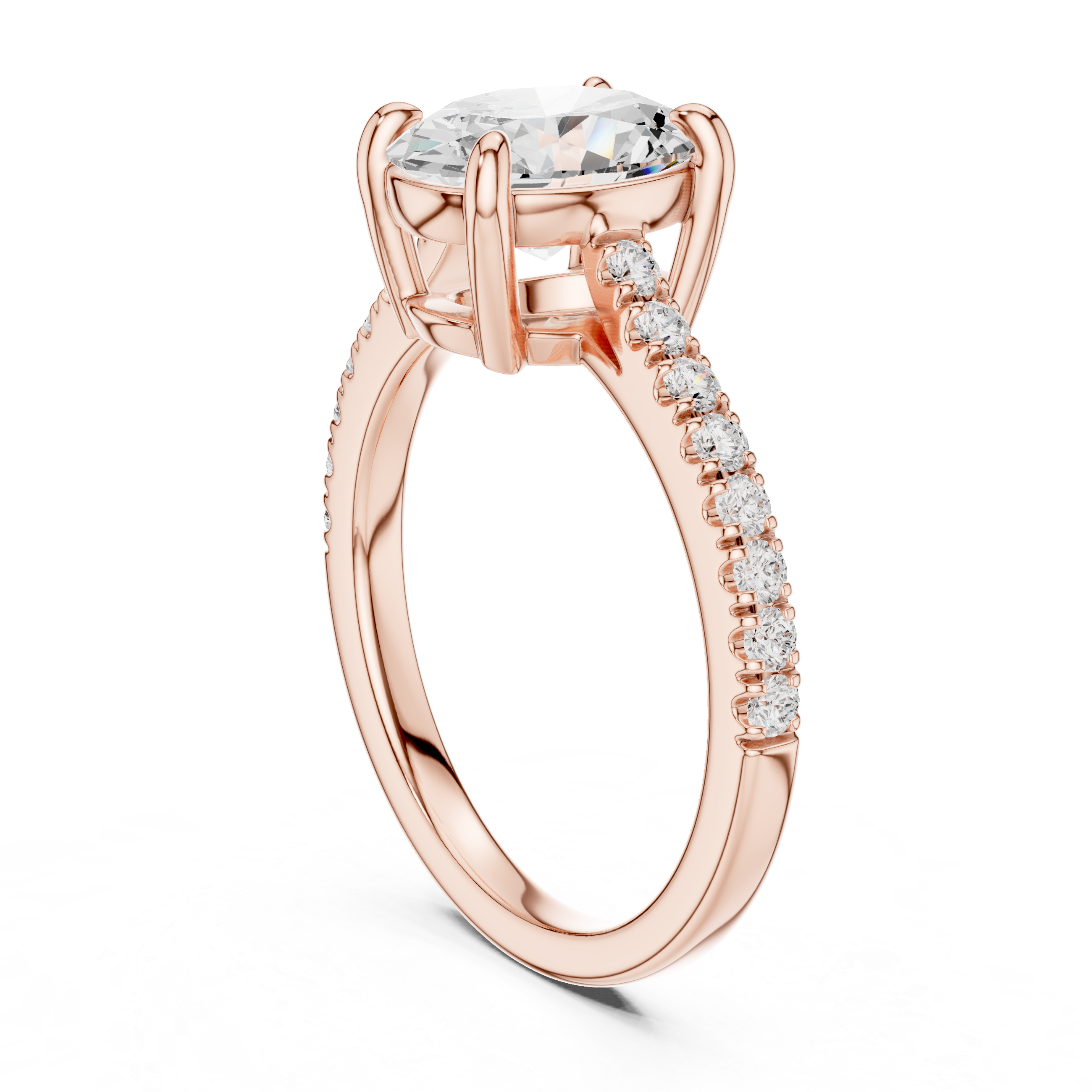 Oval Cut Pavé Solitaire Engagement Ring – 2.30 CT Total Weight Diamond Ring