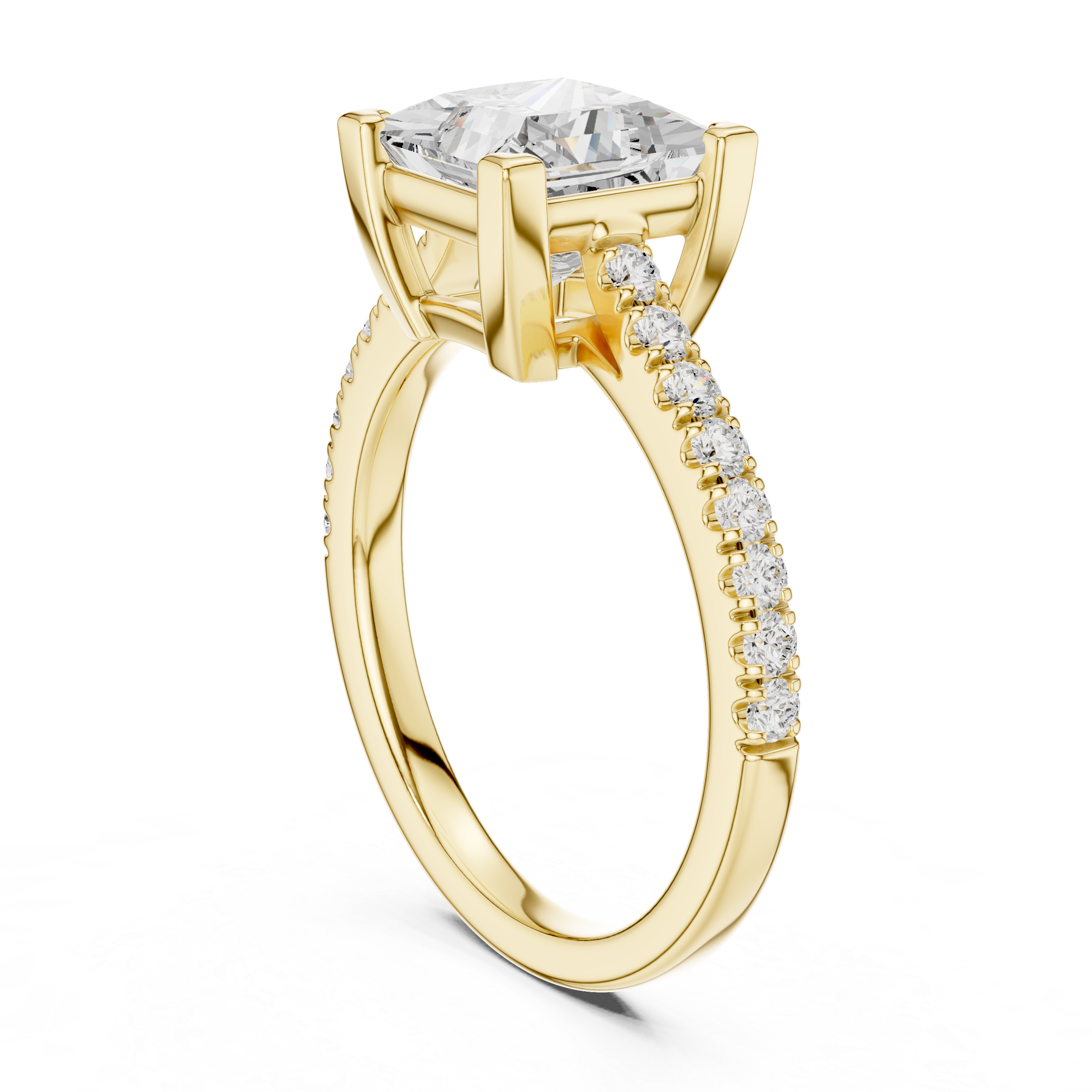 Princess Cut Pavé Solitaire Engagement Ring – 2.30 CT Total Weight Diamond Ring