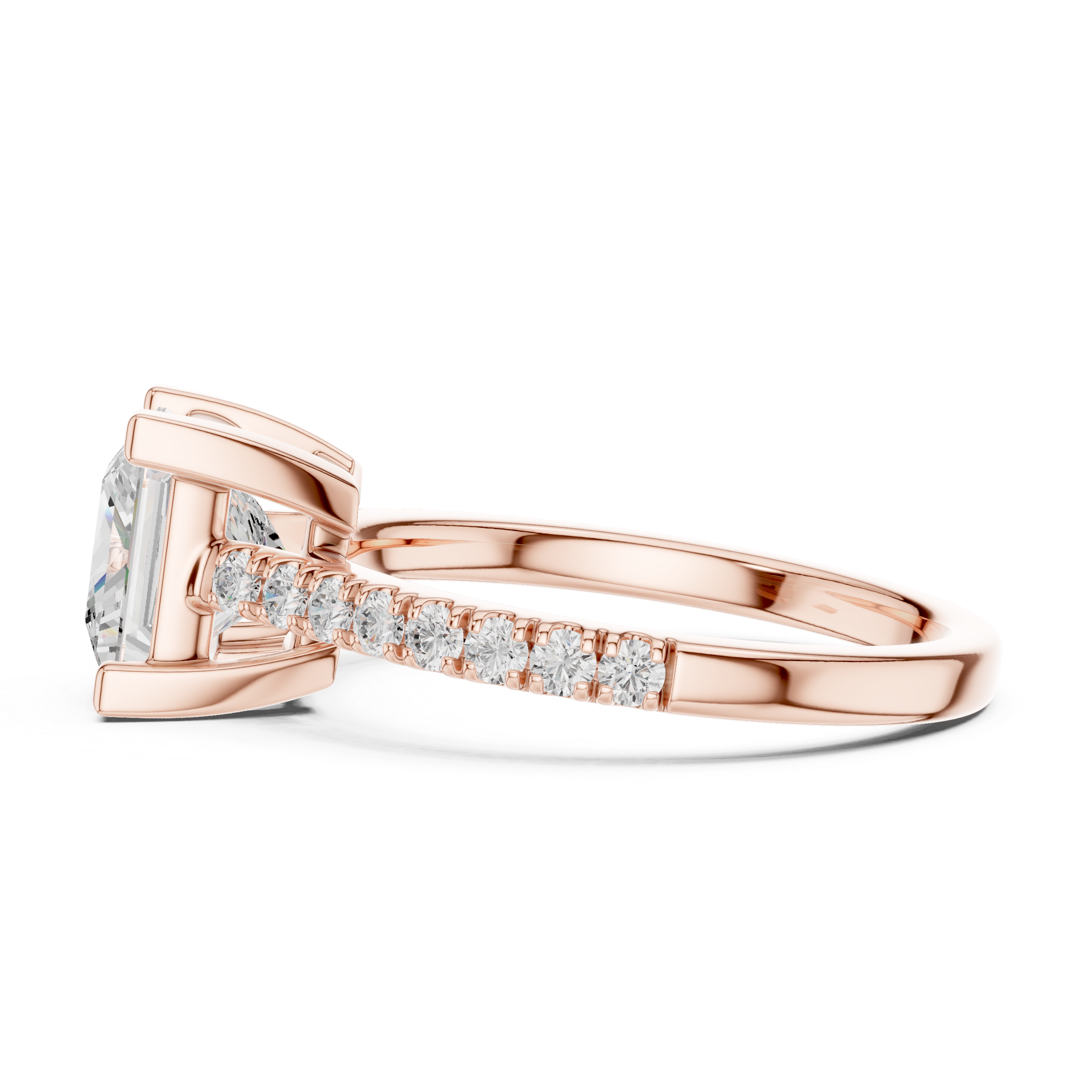 Princess Cut Pavé Solitaire Engagement Ring – 2.30 CT Total Weight Diamond Ring