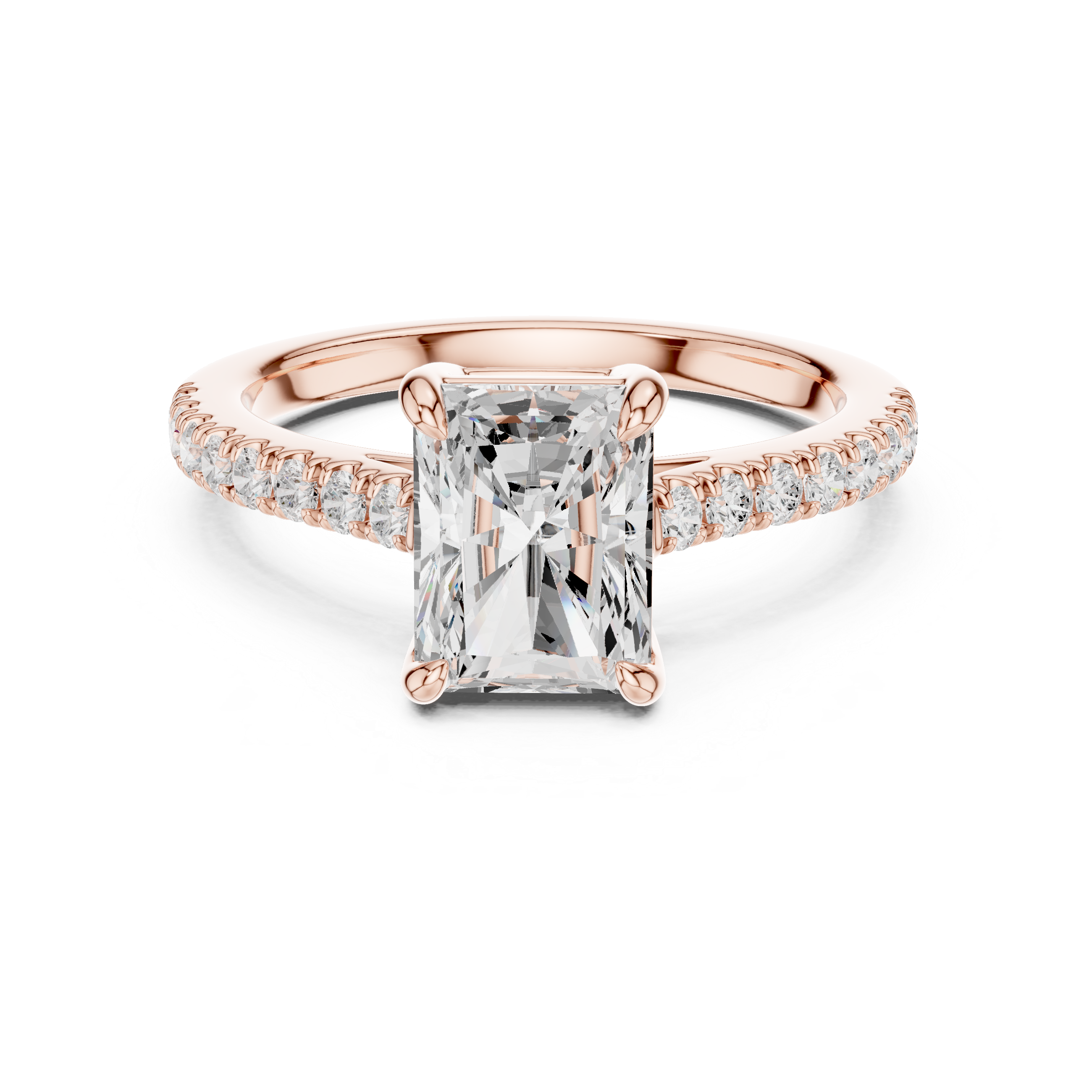 Radiant Cut Pavé Solitaire Engagement Ring – 2.30 CT Total Weight Diamond Ring