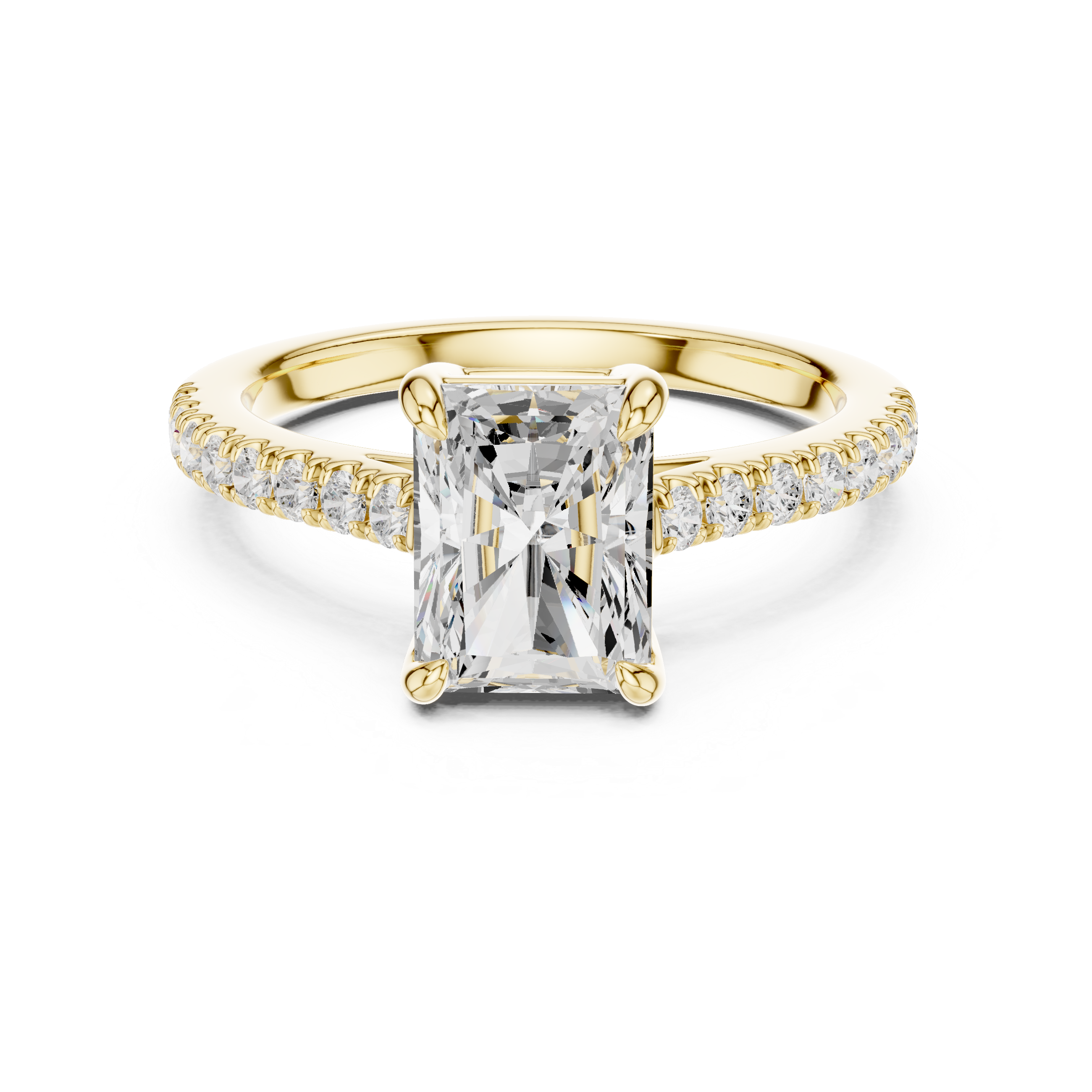 Radiant Cut Pavé Solitaire Engagement Ring – 2.30 CT Total Weight Diamond Ring