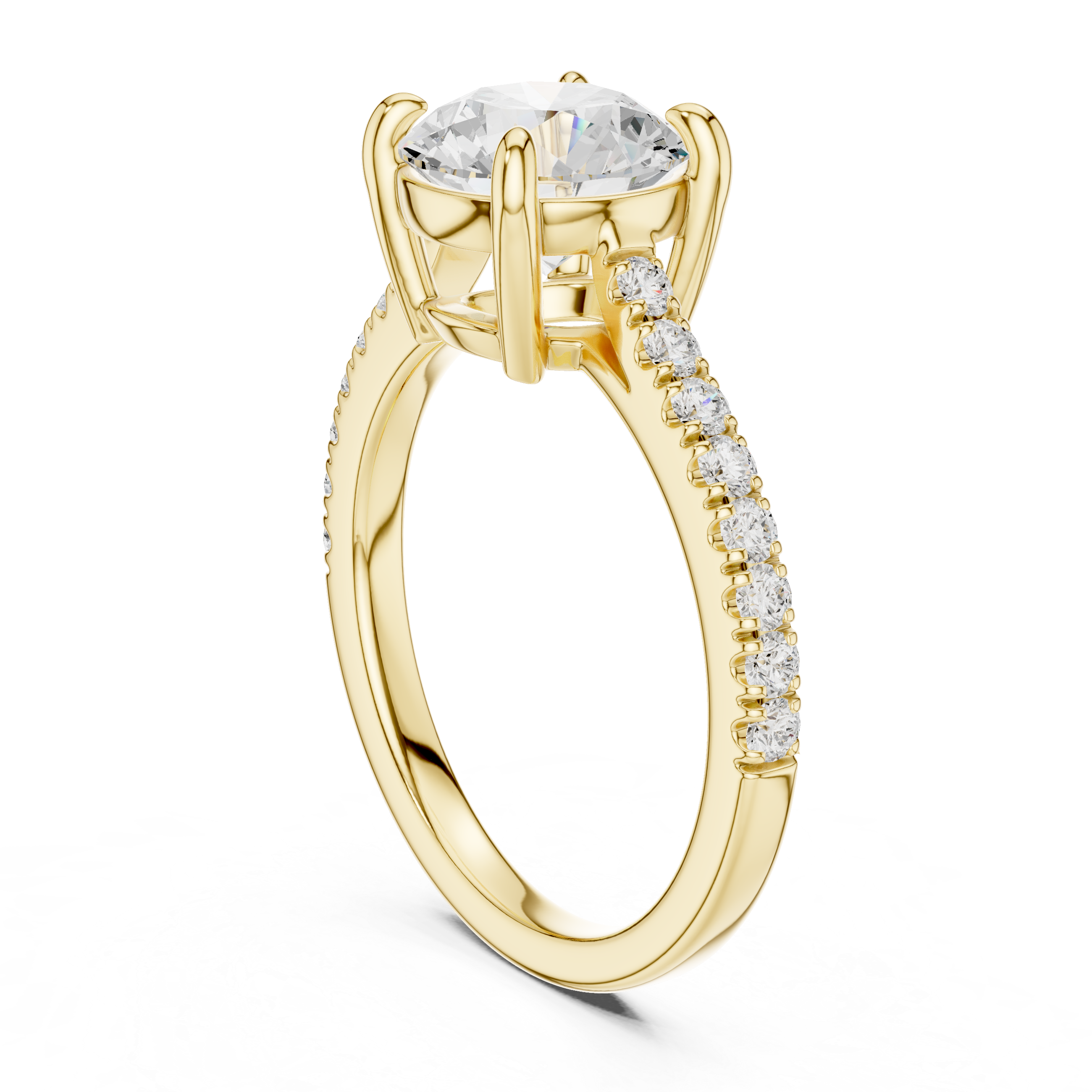 Classic Round Cut Pavé Solitaire Engagement Ring – 2.30 CT Total Weight Diamond Ring