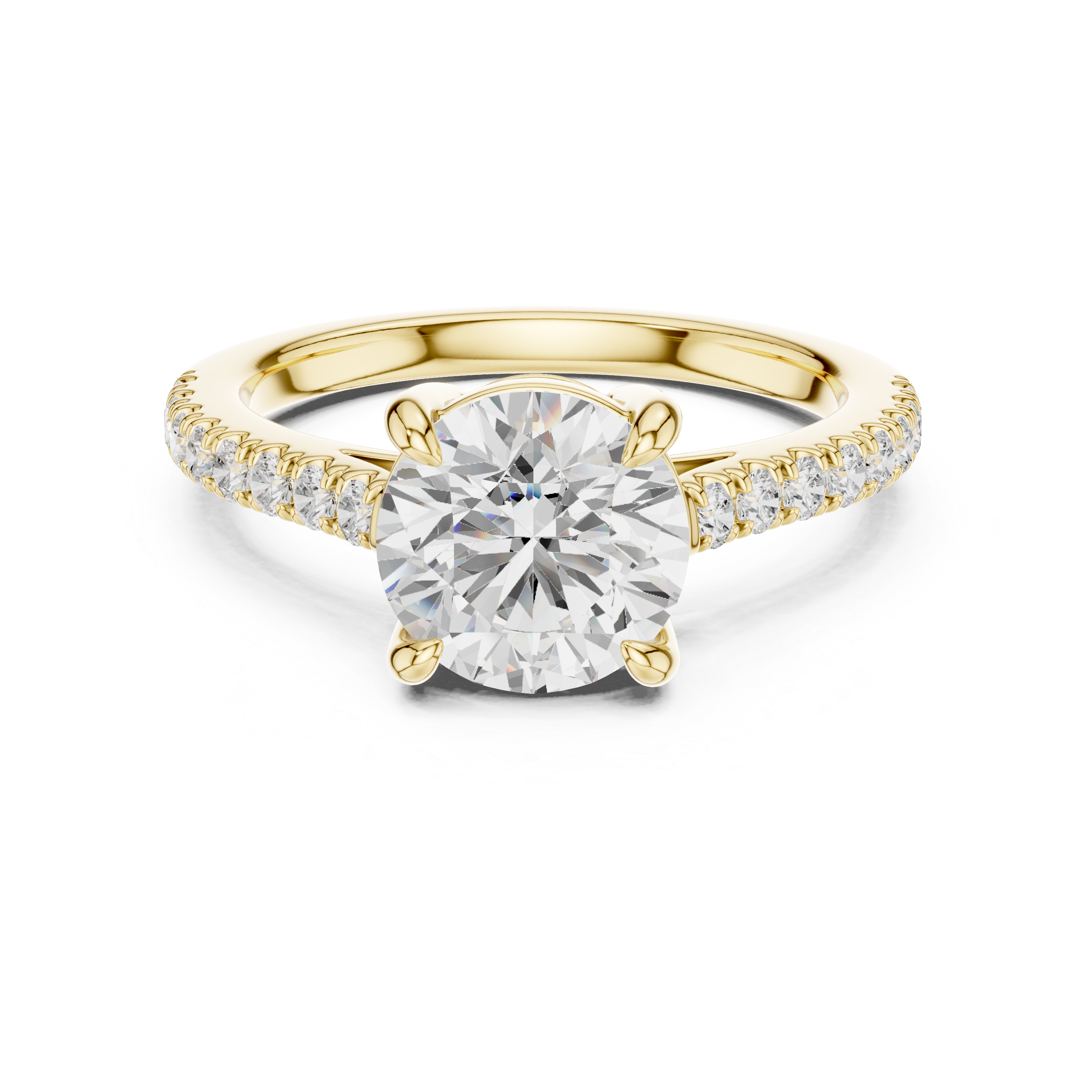 Classic Round Cut Pavé Solitaire Engagement Ring – 2.30 CT Total Weight Diamond Ring
