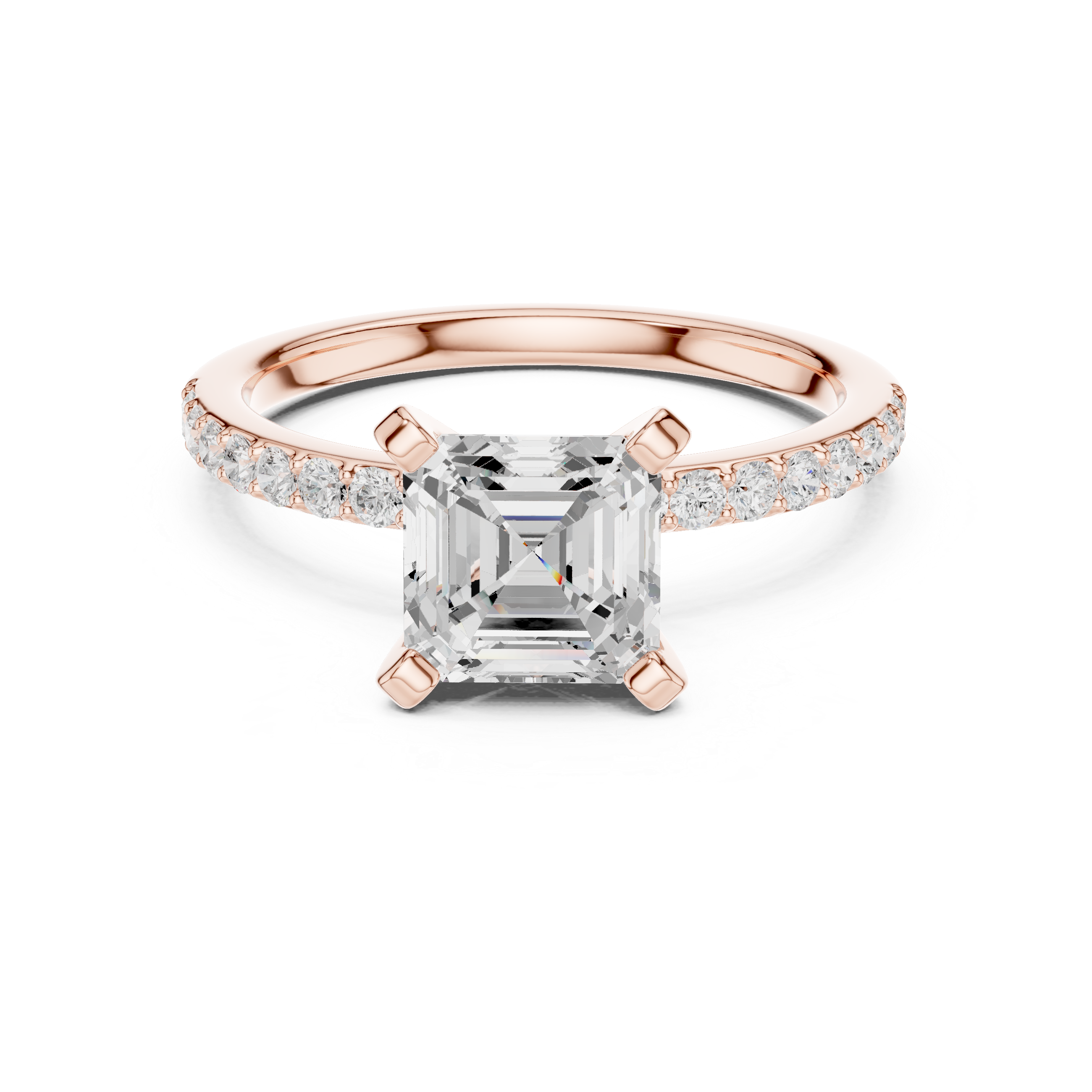 Asscher Cut Pavé Engagement Ring – 2.22 CT Total Weight Diamond Ring