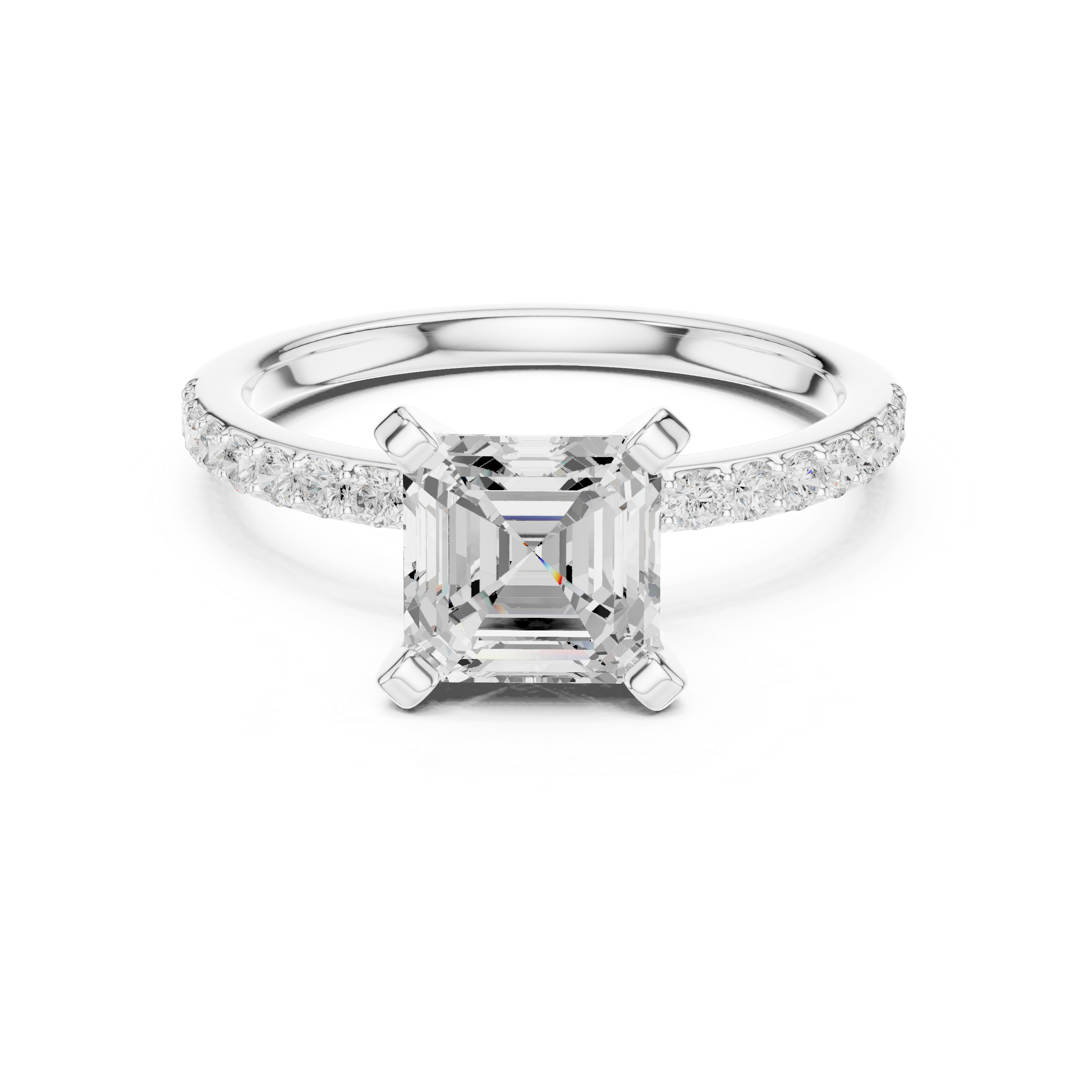 Asscher Cut Pavé Engagement Ring – 2.22 CT Total Weight Diamond Ring