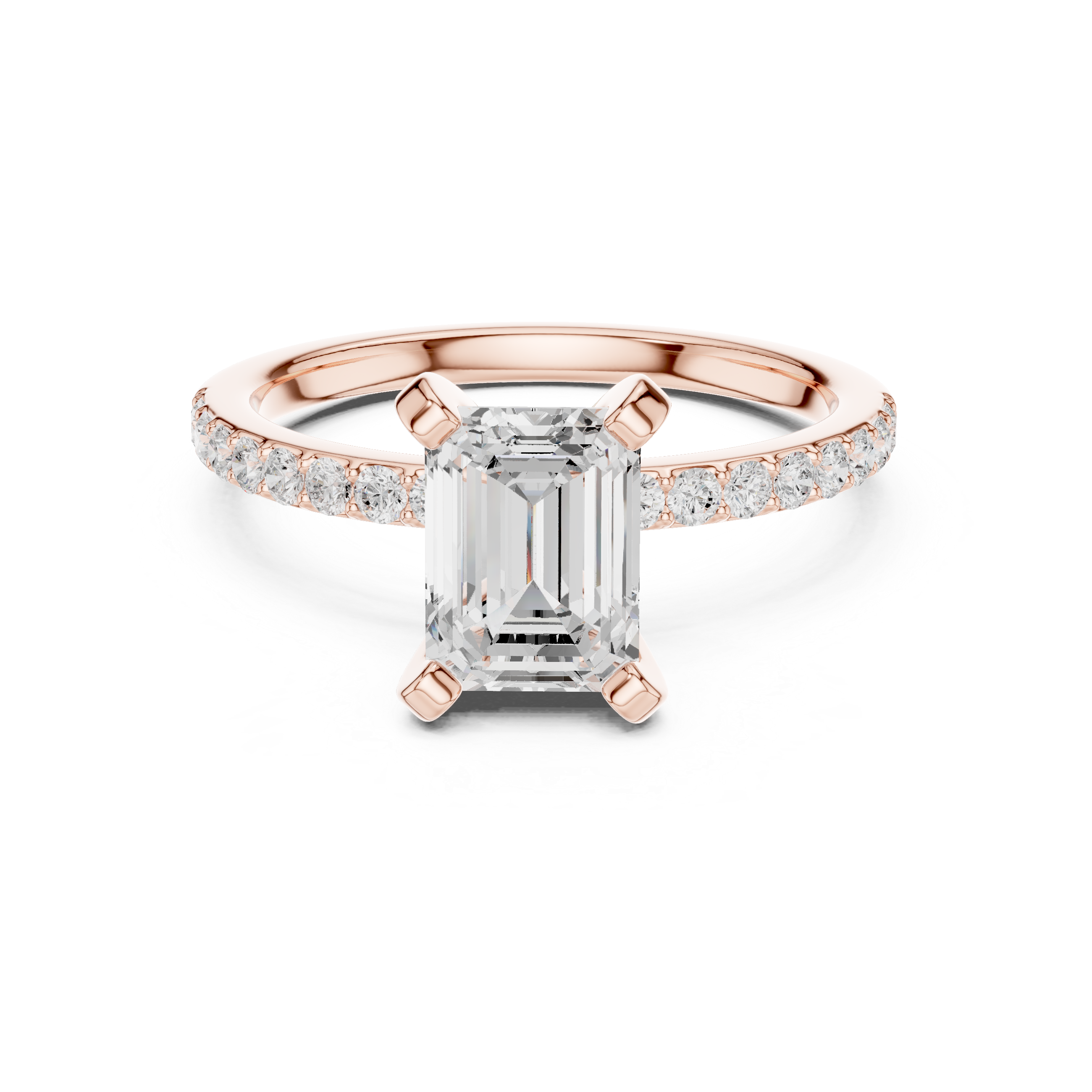 Emerald Cut Pavé Engagement Ring – 2.22 CT Total Weight Diamond Ring